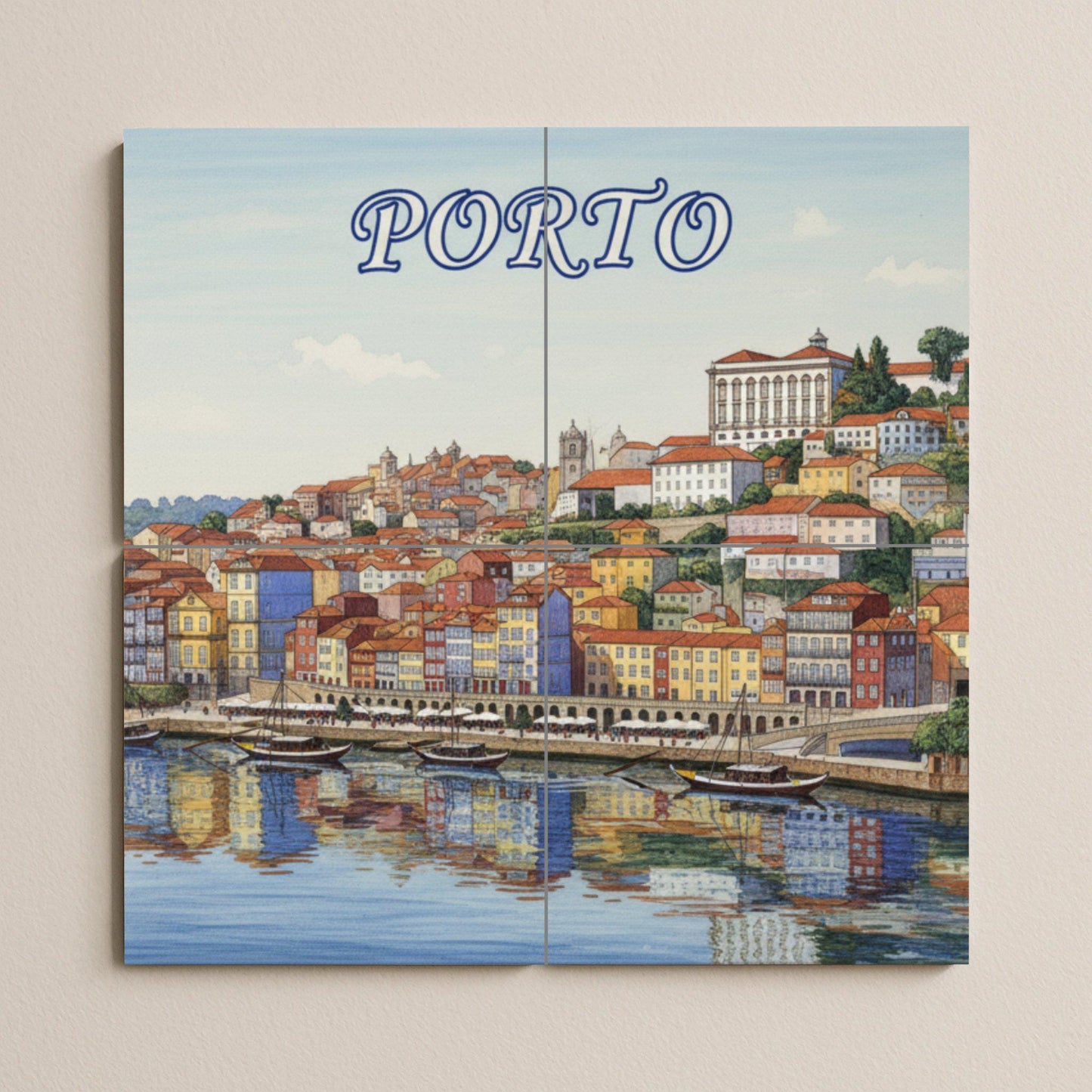 Avec la ribera du Rivière Oporto — Fresque Murale en Carreaux de Céramique · Villes et Monuments