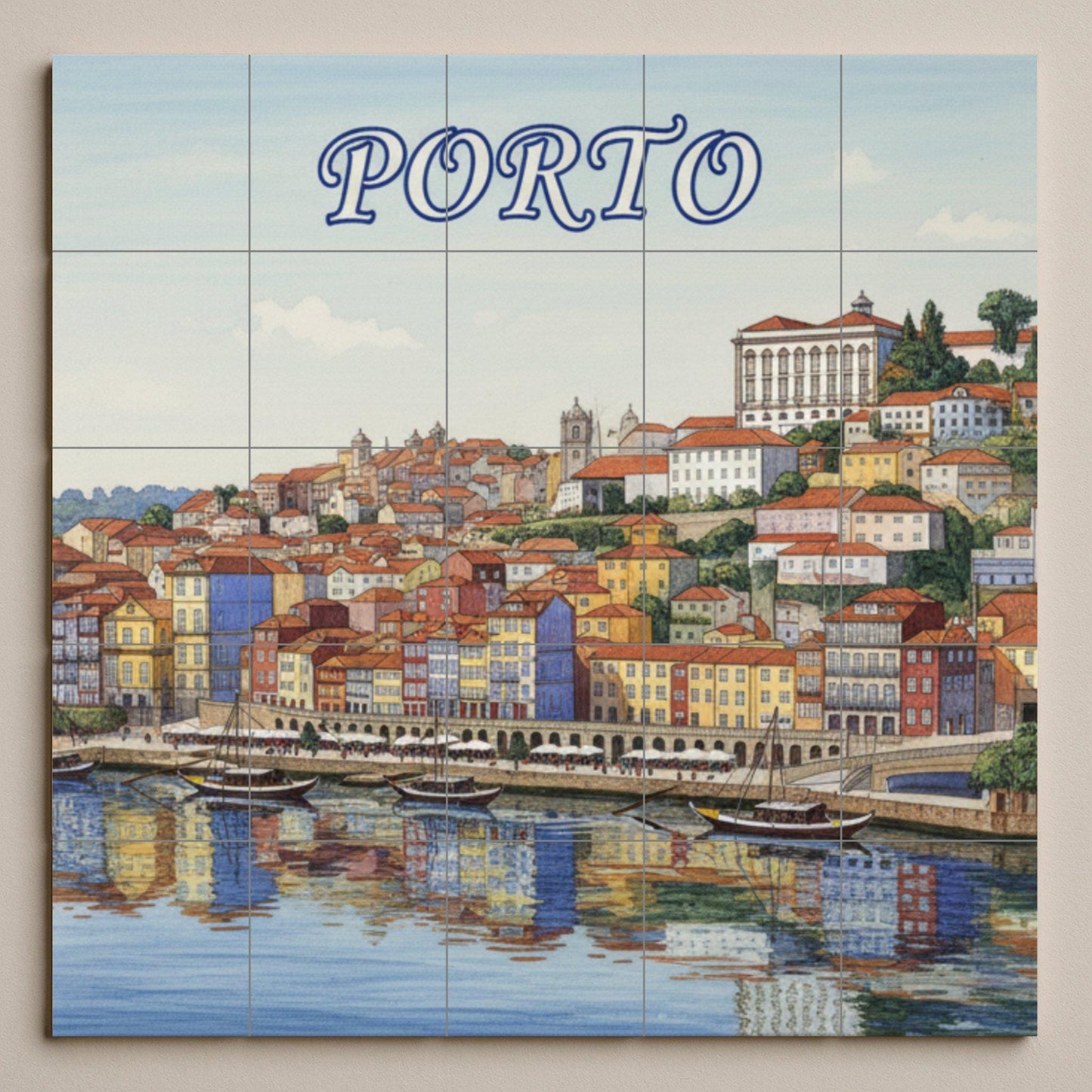 Avec la ribera du Rivière Oporto — Fresque Murale en Carreaux de Céramique · Villes et Monuments