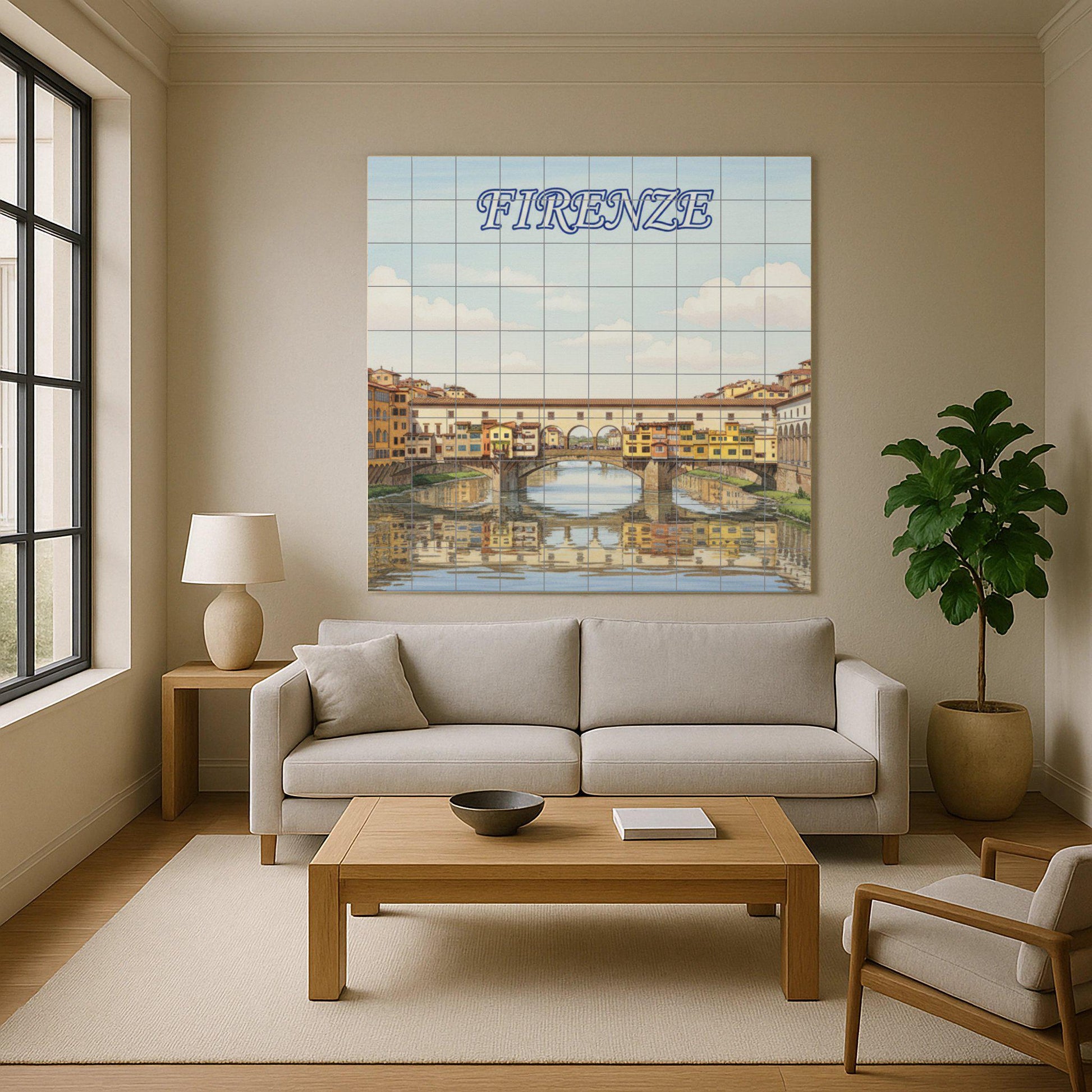 Del Ponte Vecchio di Firenze · Murale Ceramico — Paesaggio Urbano in Piastrelle