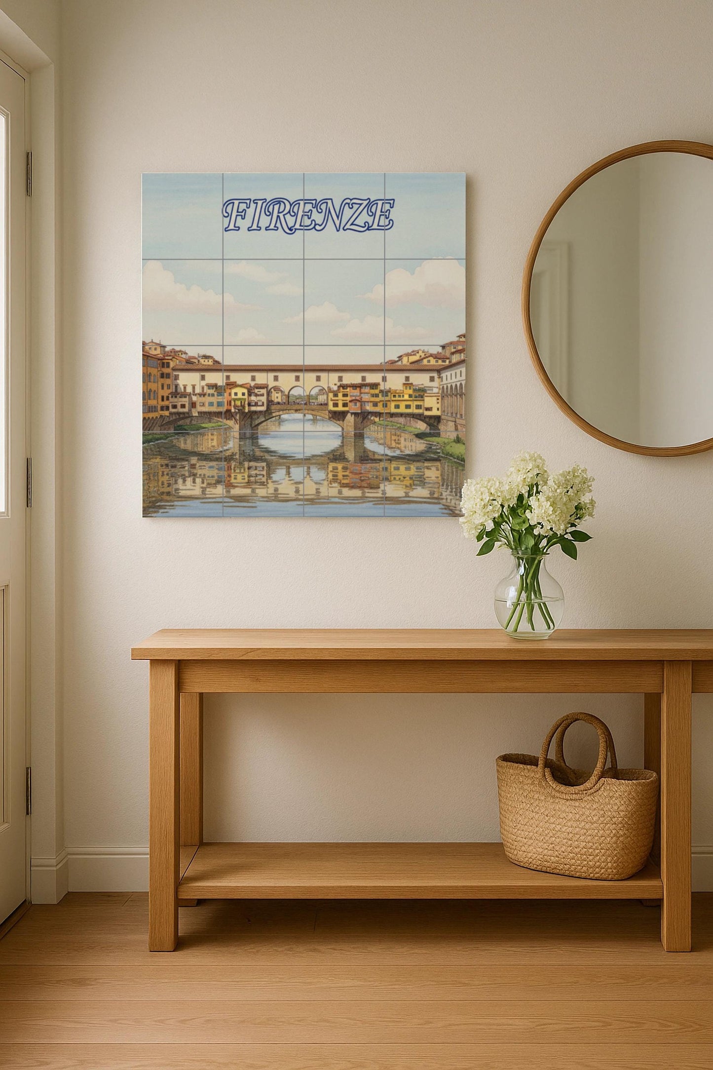 Del Ponte Vecchio di Firenze · Murale Ceramico — Paesaggio Urbano in Piastrelle