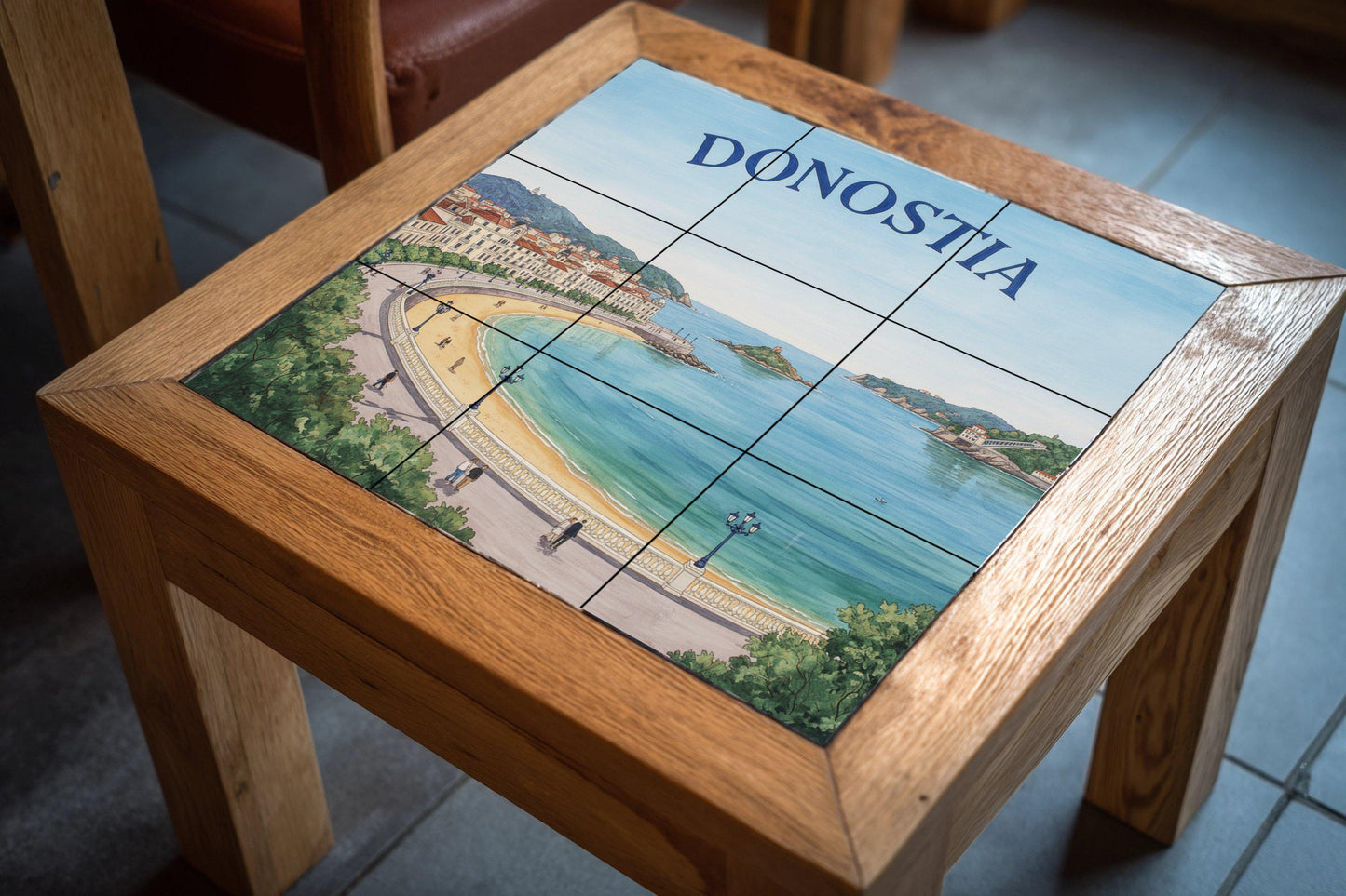 Cuadro decorativo de la bahía de Donostia La Concha — Fliesen-Wandbild aus Keramik · Sakrale & Religiöse Kunst
