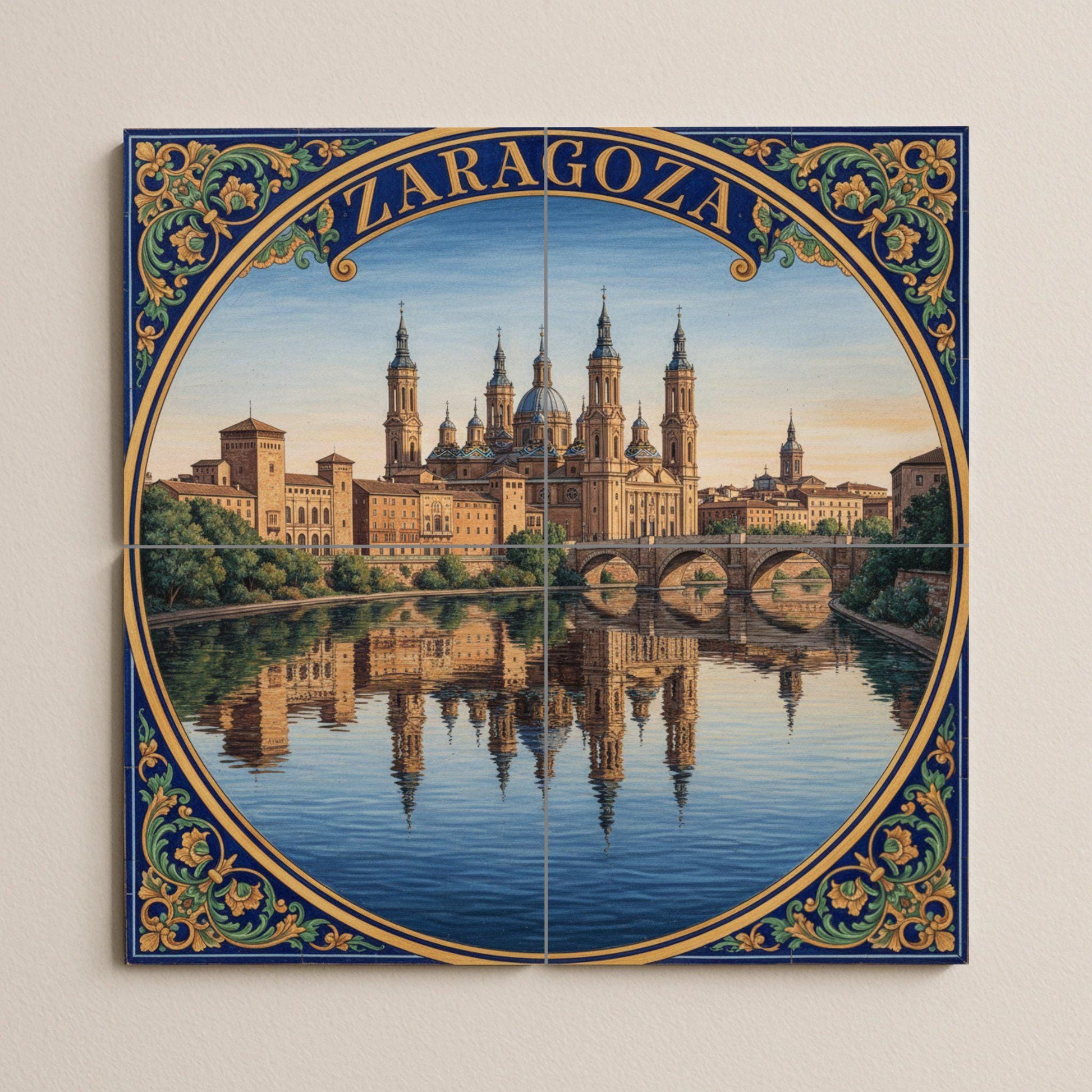 Murale in Piastrelle Zaragoza — Murale di Monumenti