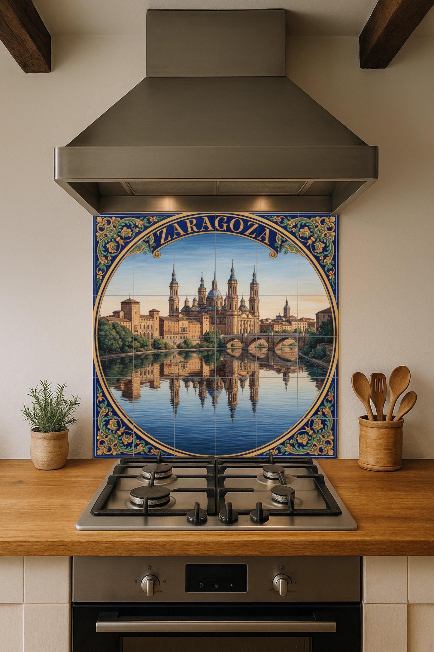 Murale in Piastrelle Zaragoza — Murale di Monumenti