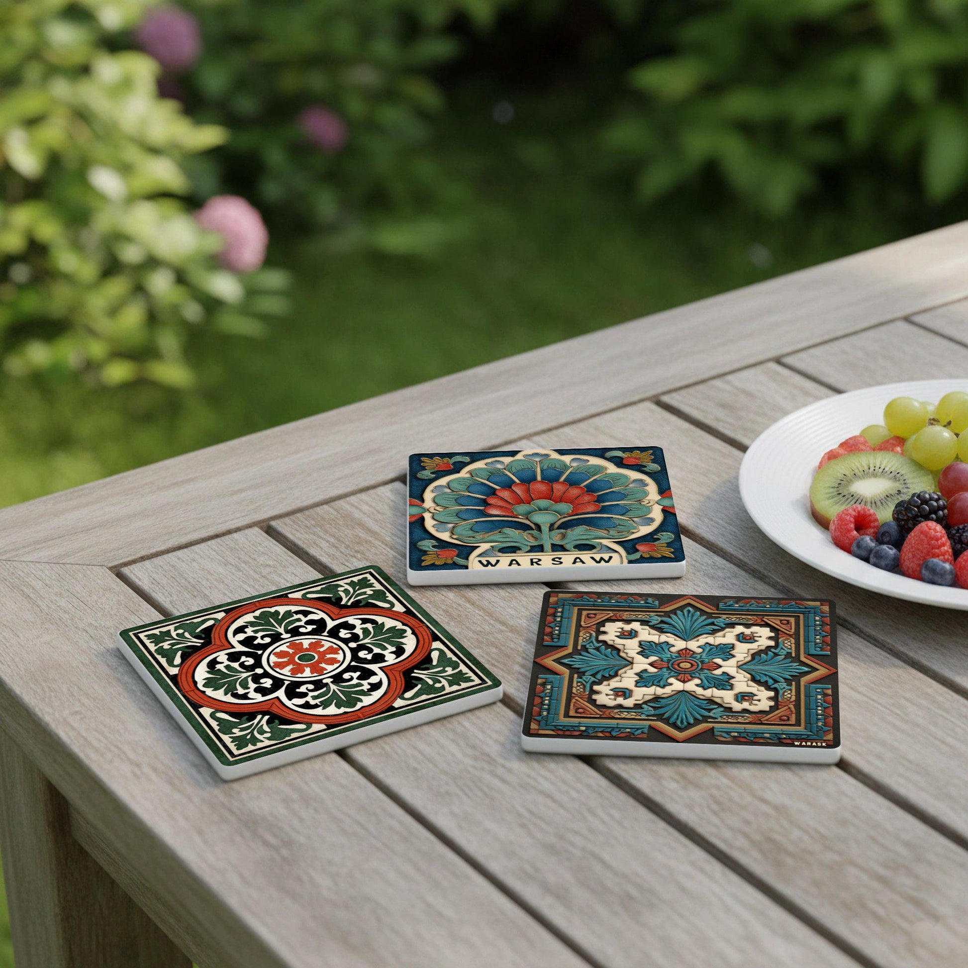 Varsavia — Set di Sottobicchieri in Ceramica · Regalo Ispirato al Giardino