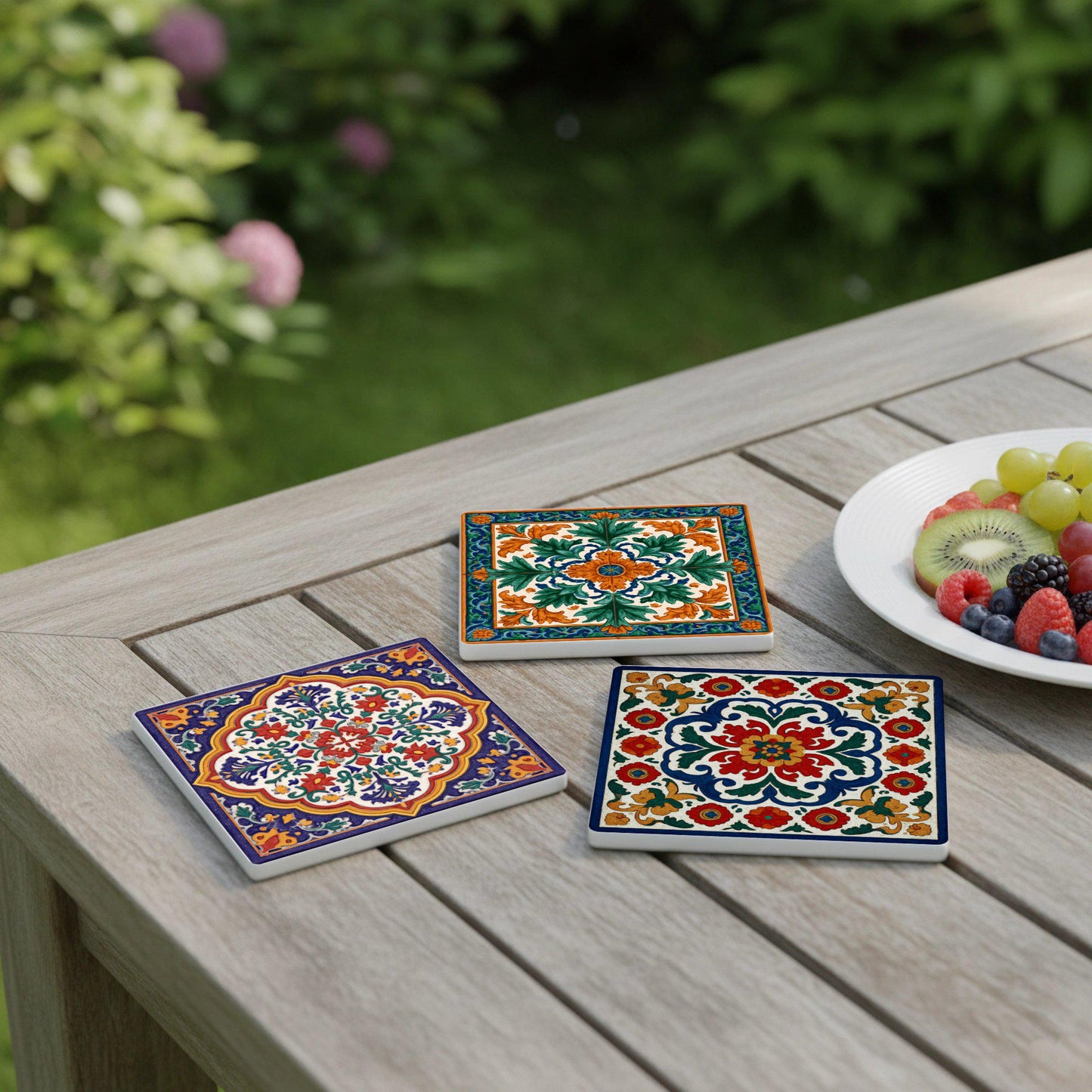 Portuguesa · Coaster Set with Cork — Geometric & Deco