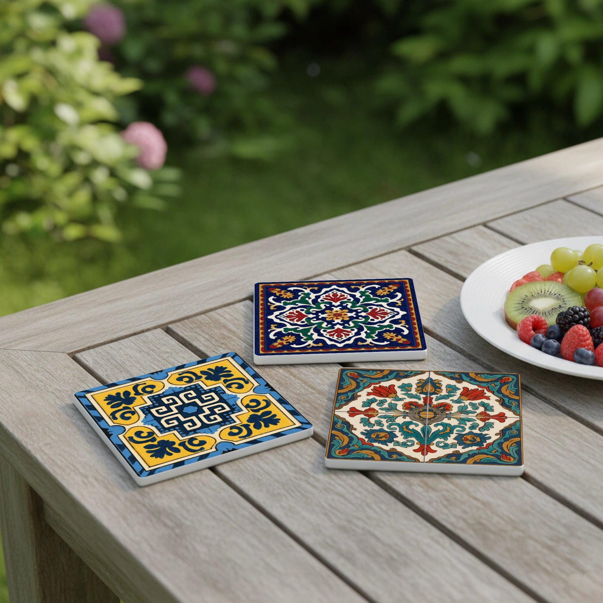 Dessous de Verre Azulejos rumanos — Set de Table pour Amateurs de Design