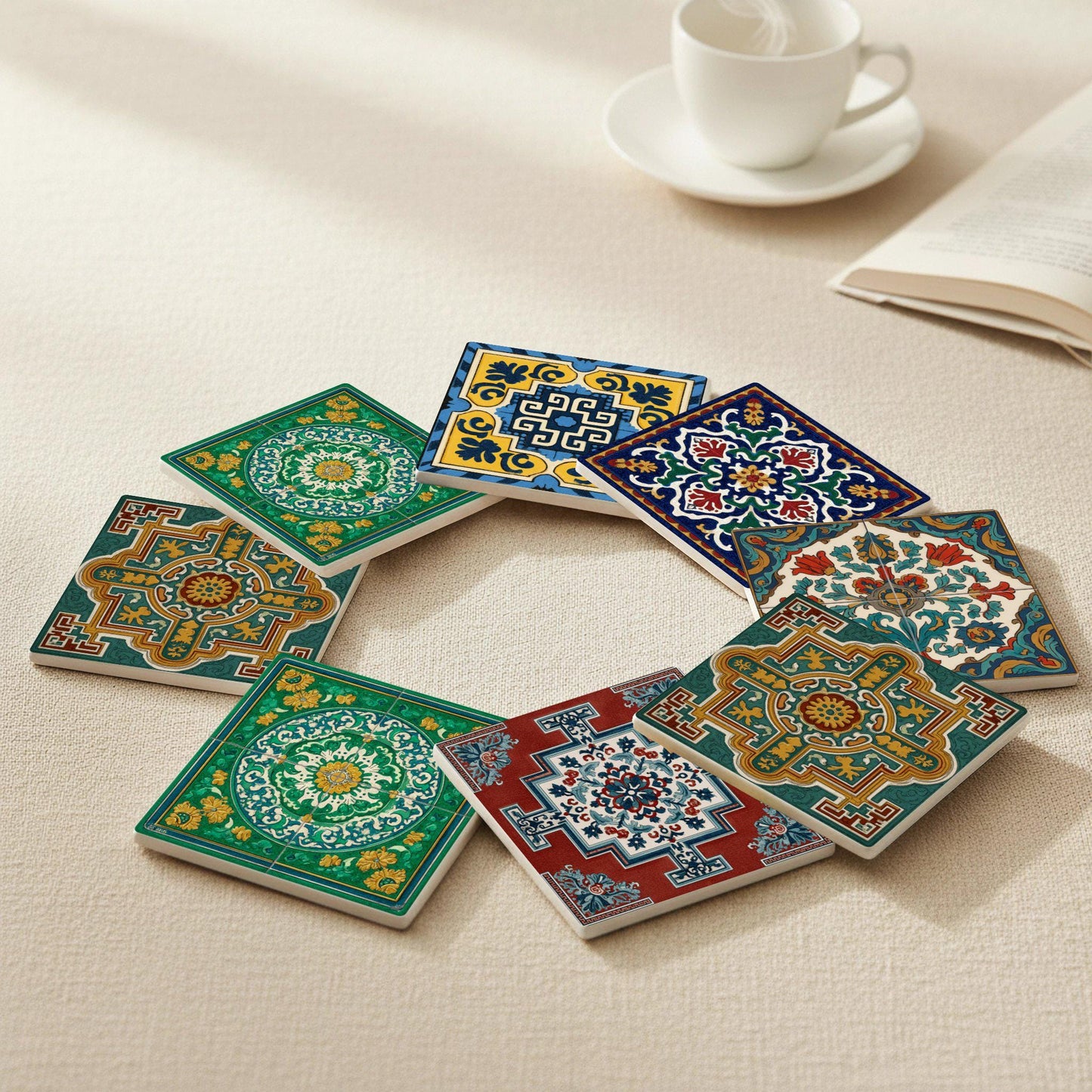 Dessous de Verre Azulejos rumanos — Set de Table pour Amateurs de Design