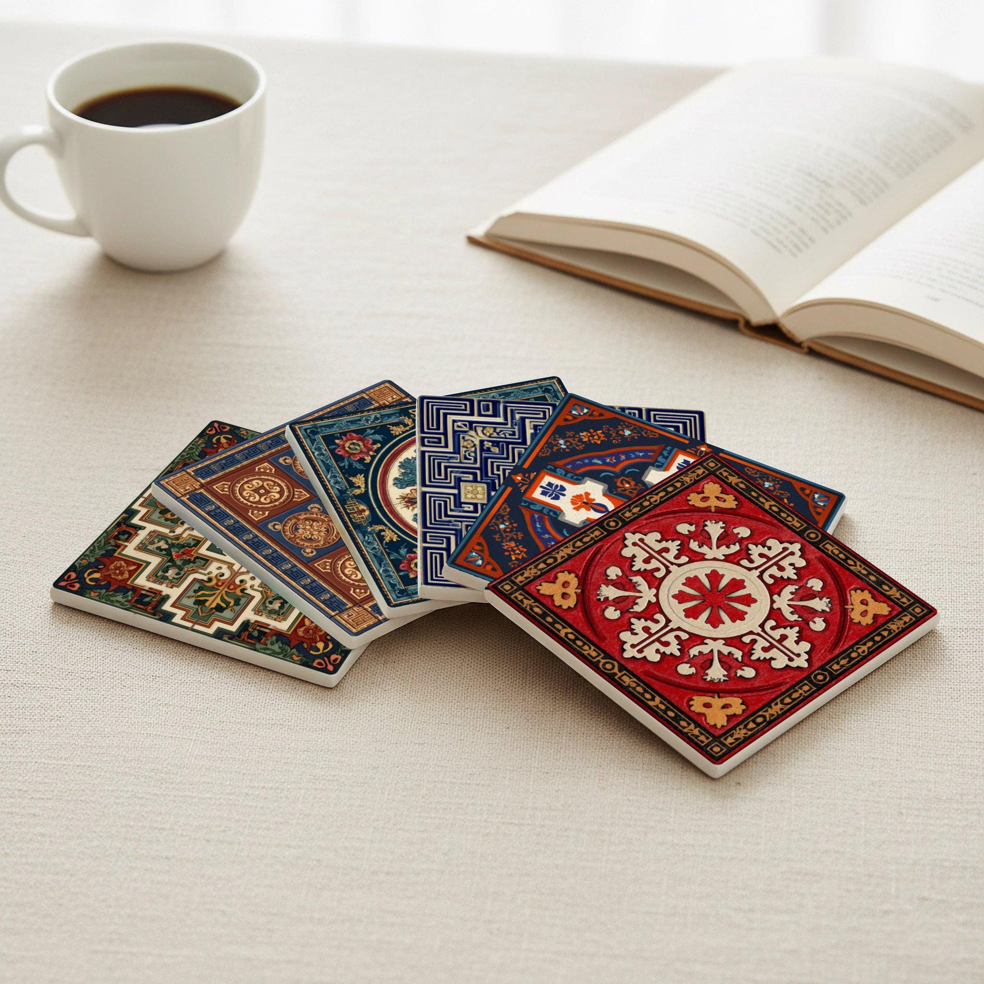 Inspiración Persian · Coaster Set with Cork — Modern Pattern Coasters