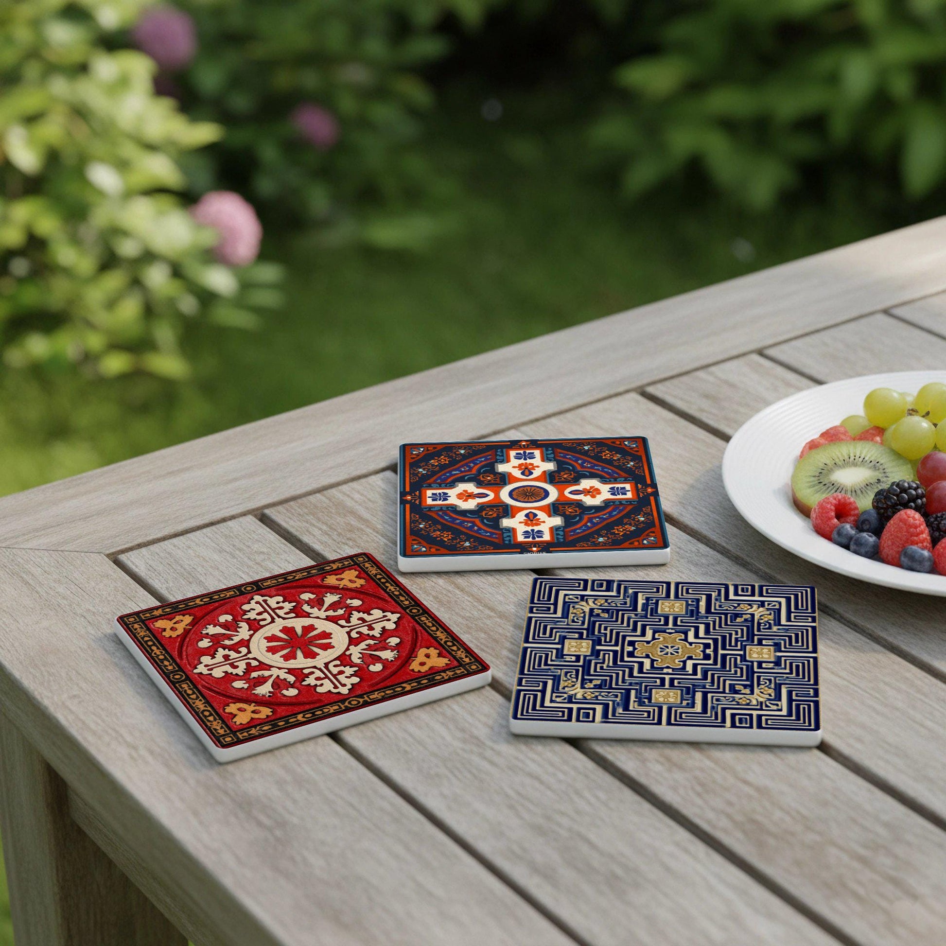 Inspiración Persian · Coaster Set with Cork — Modern Pattern Coasters