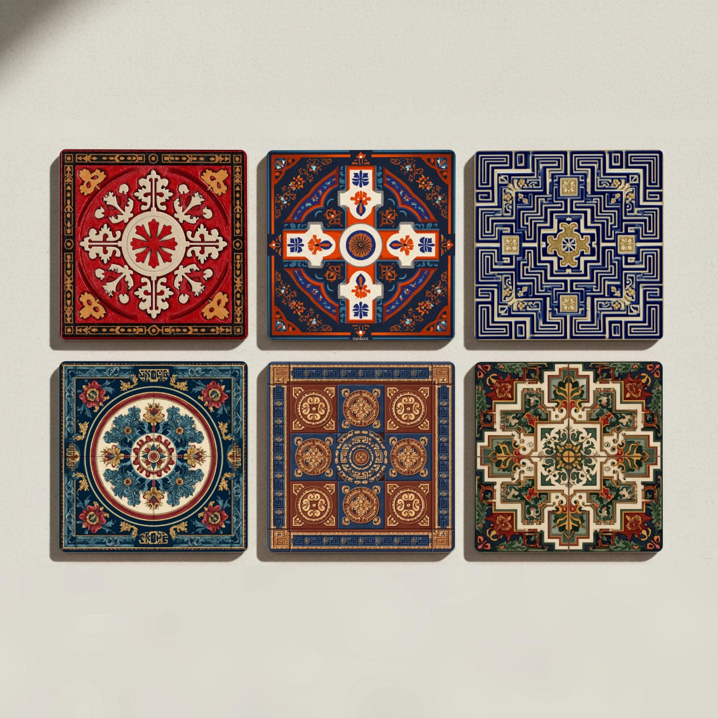 Inspiración Persian · Coaster Set with Cork — Modern Pattern Coasters