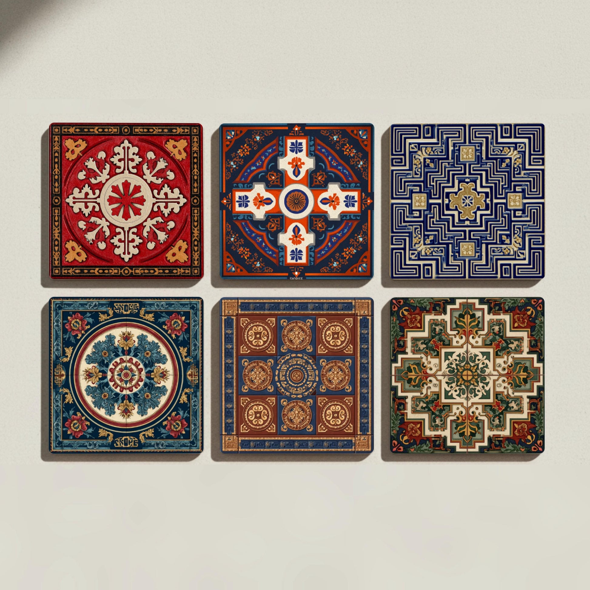 Inspiración Persian · Coaster Set with Cork — Modern Pattern Coasters
