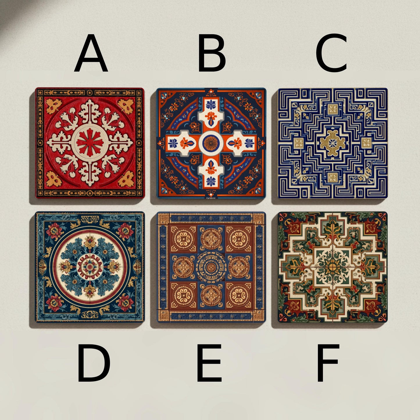 Inspiración Persian · Coaster Set with Cork — Modern Pattern Coasters