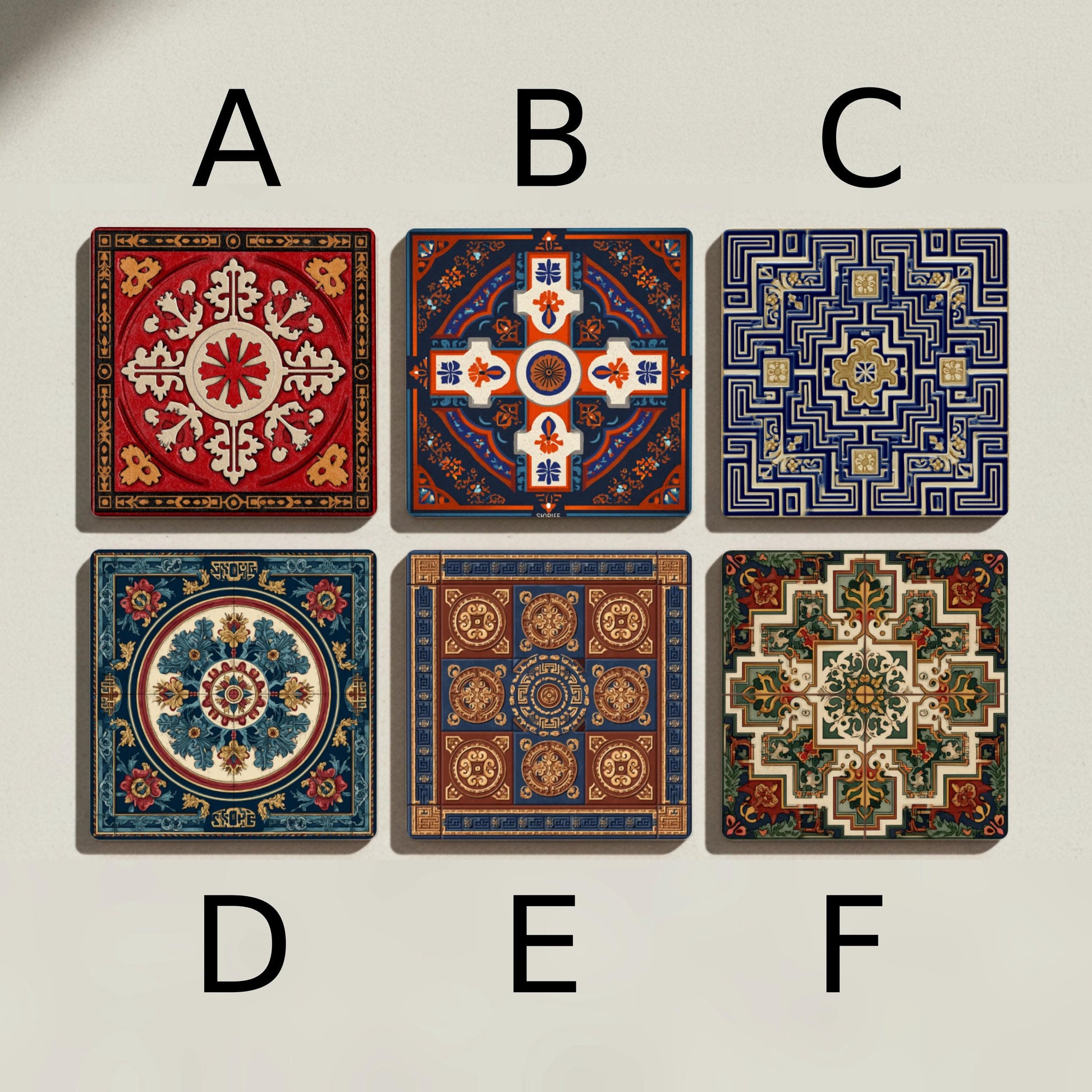 Inspiración Persian · Coaster Set with Cork — Modern Pattern Coasters