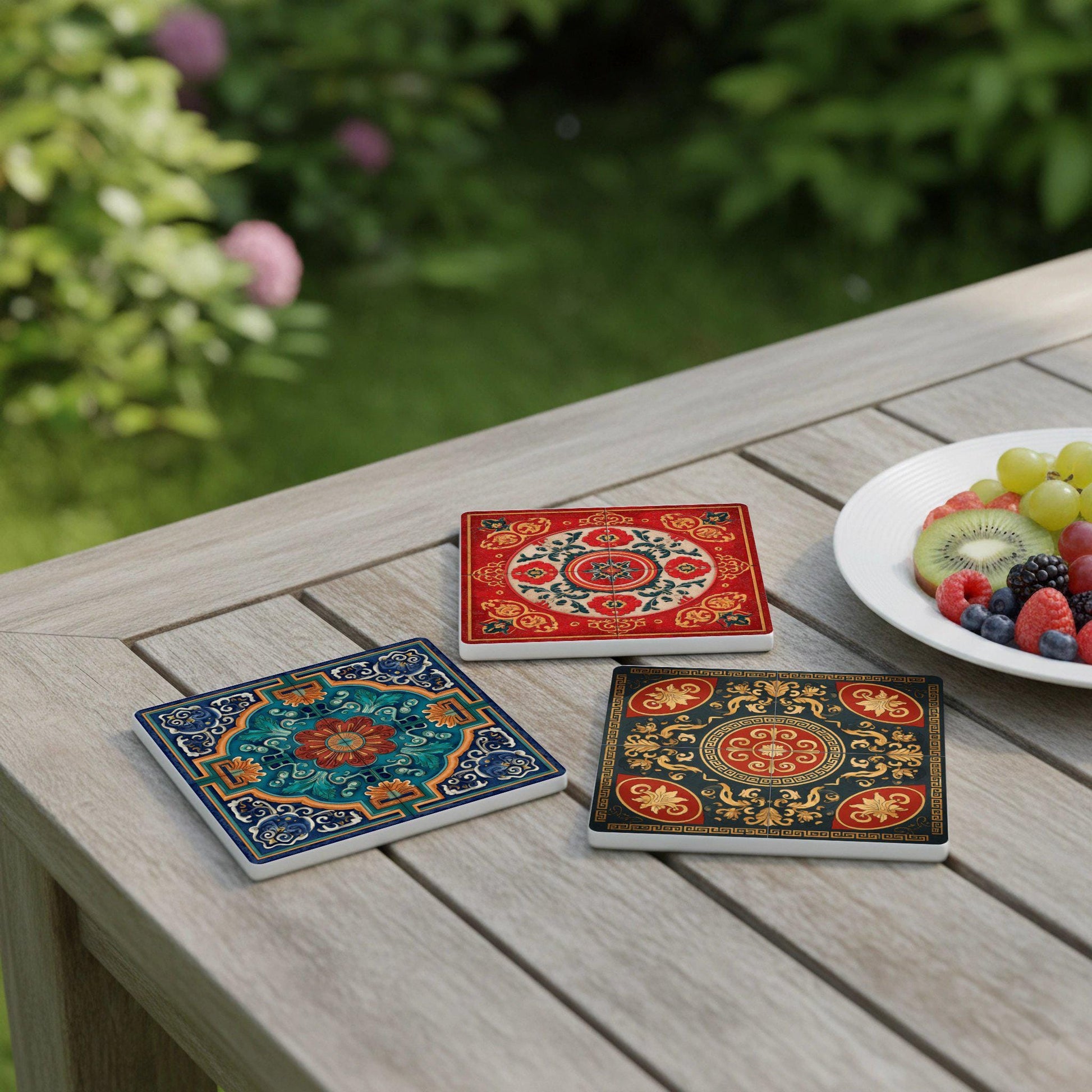 Coast atlántica — Ceramic Coaster Set · Seaside Table Décor
