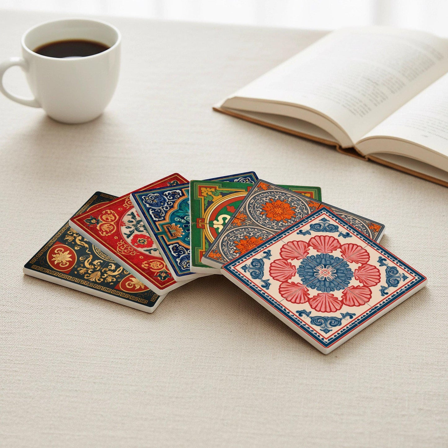 Coast atlántica — Ceramic Coaster Set · Seaside Table Décor