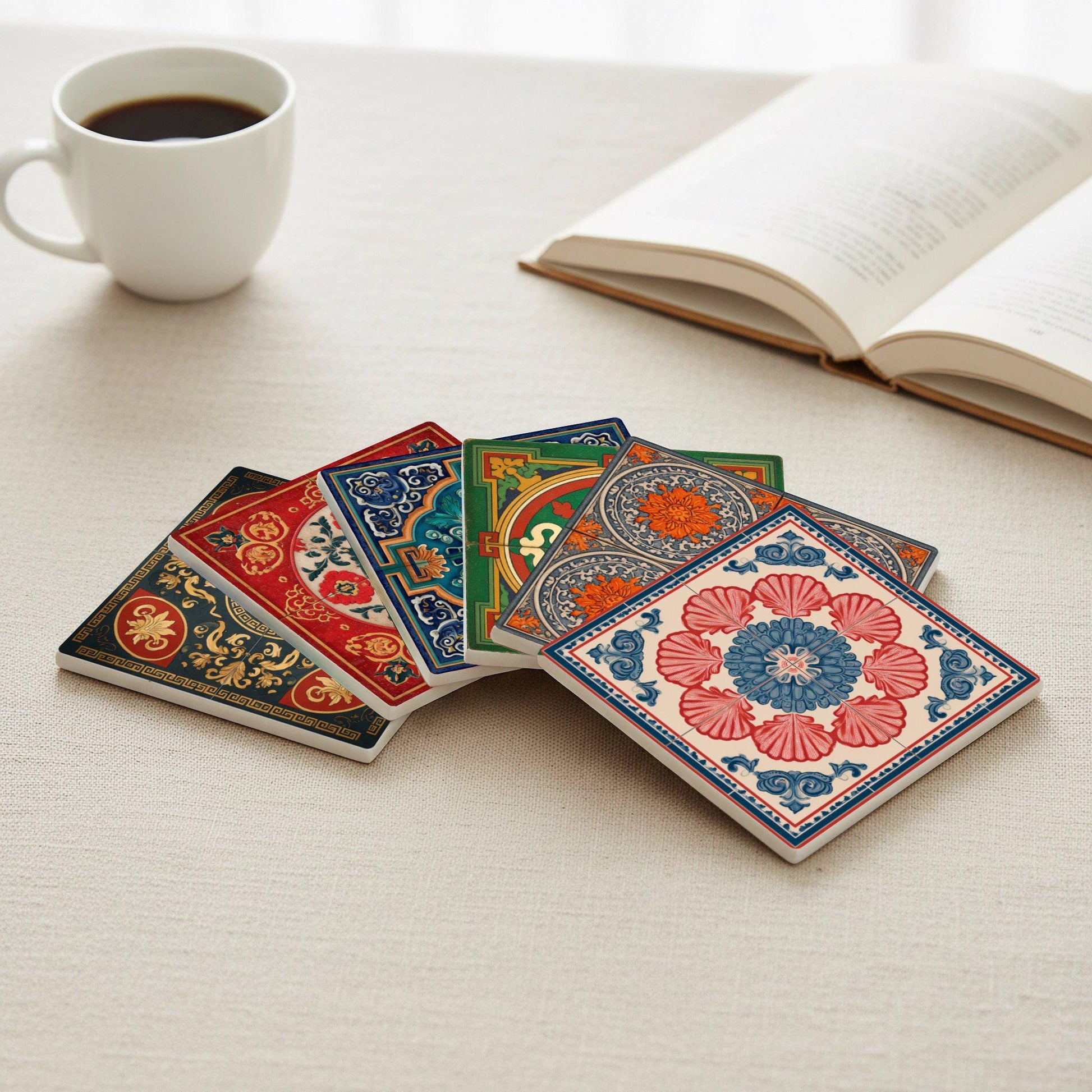 Coast atlántica — Ceramic Coaster Set · Seaside Table Décor