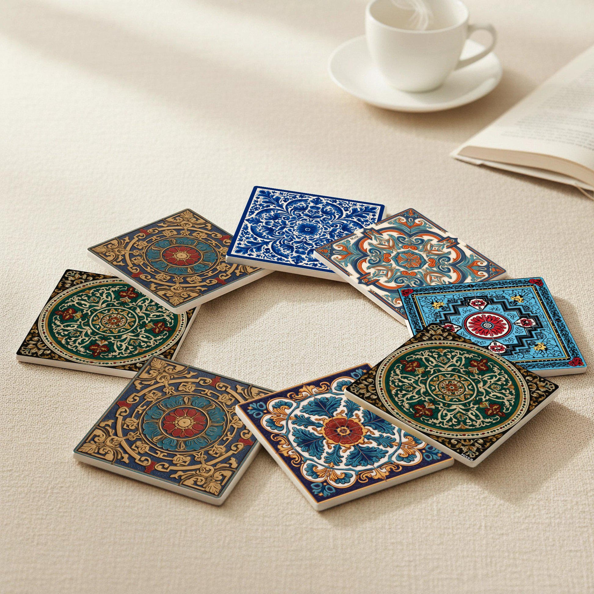 Dessous de Verre Corativos de cerámica — Set de Table pour Amateurs de Design