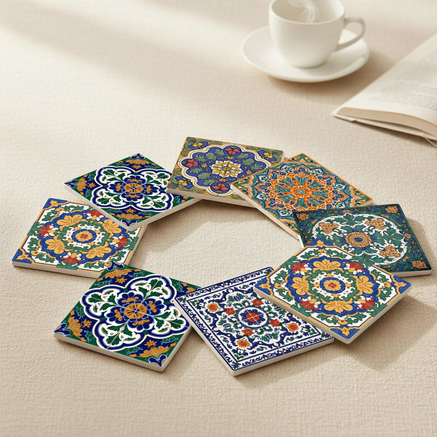 Sottobicchieri Ornamental con motivos florales — Set da Tavola per Amanti del Design