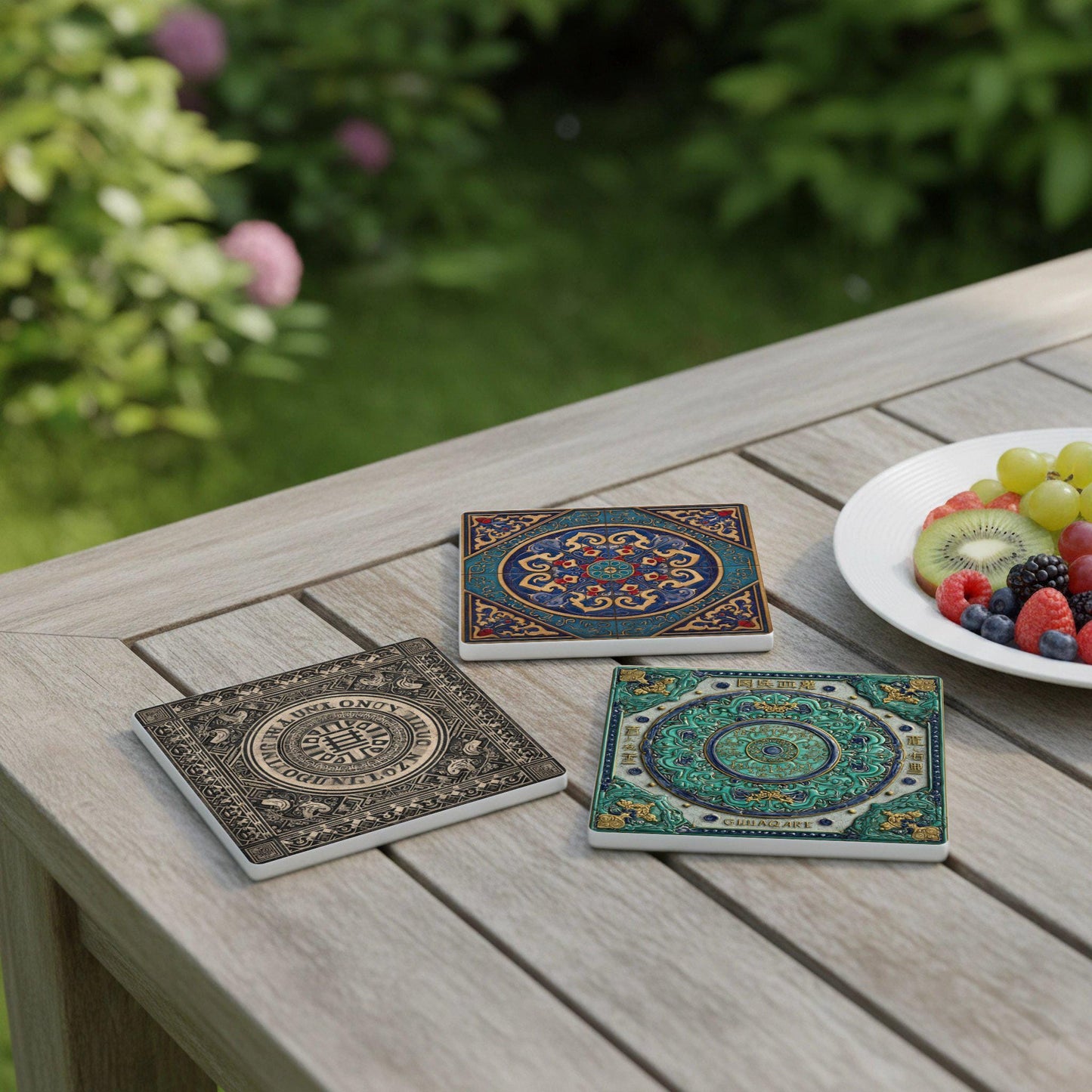 Ceramic Coasters Dinastía Qing — Geometric & Deco