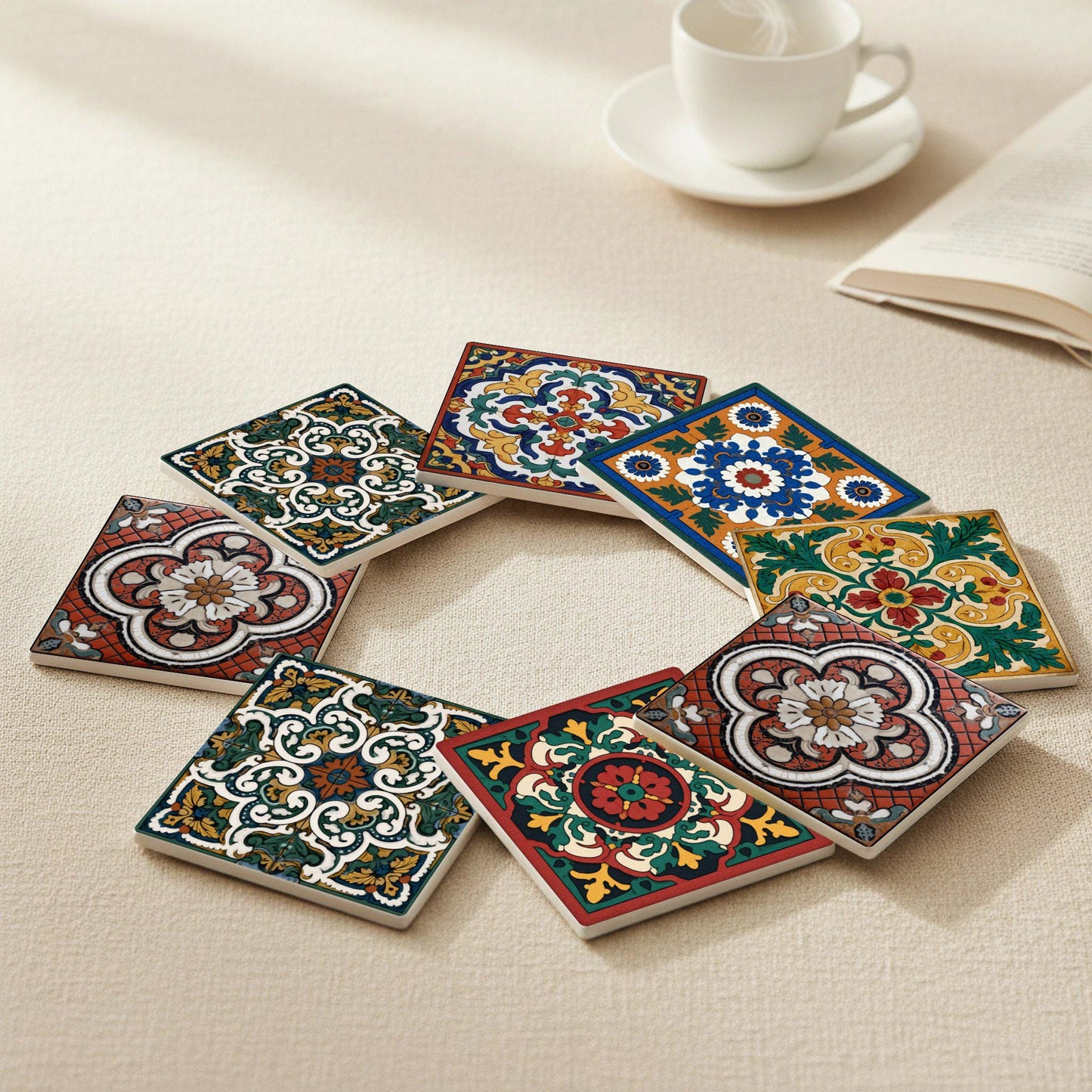 Sottobicchieri Azulejos de estilo neoencáustico victoriano — Geometrico e Déco