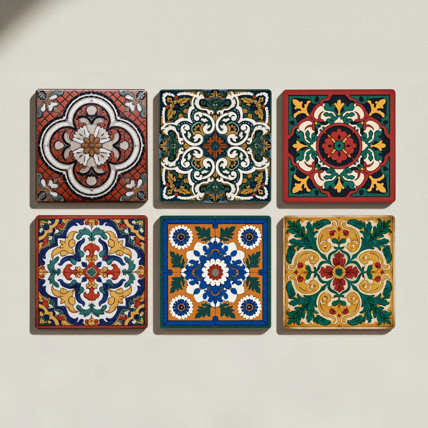 Sottobicchieri Azulejos de estilo neoencáustico victoriano — Geometrico e Déco