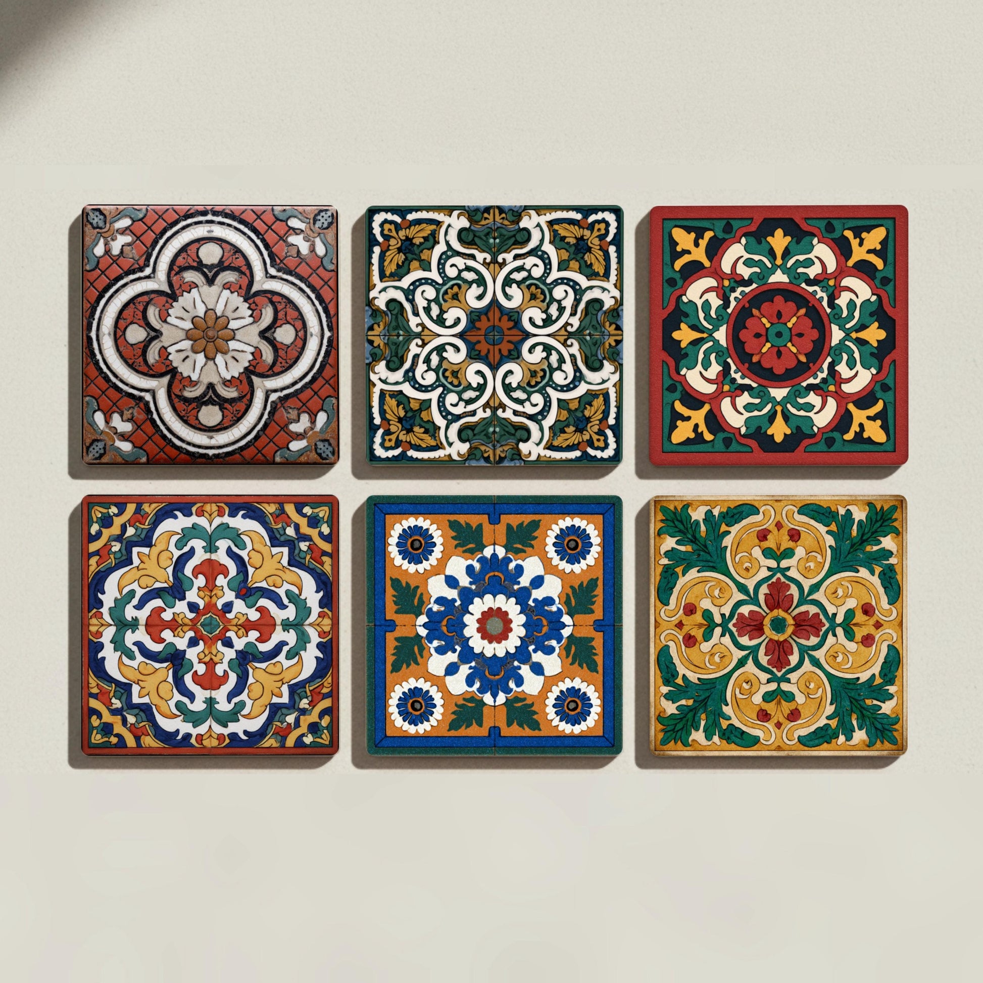 Sottobicchieri Azulejos de estilo neoencáustico victoriano — Geometrico e Déco