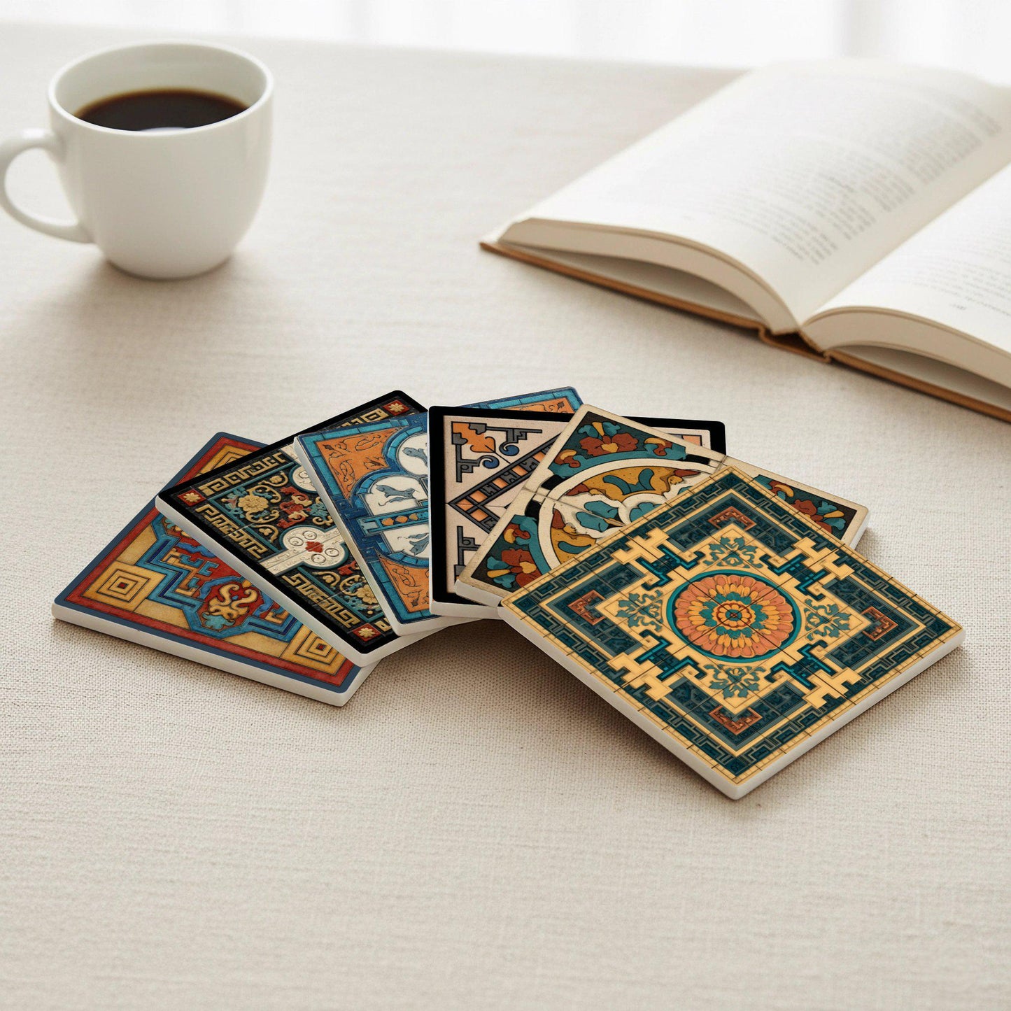 Art Déco · Coaster Set with Cork — Design-Lover's Table Set