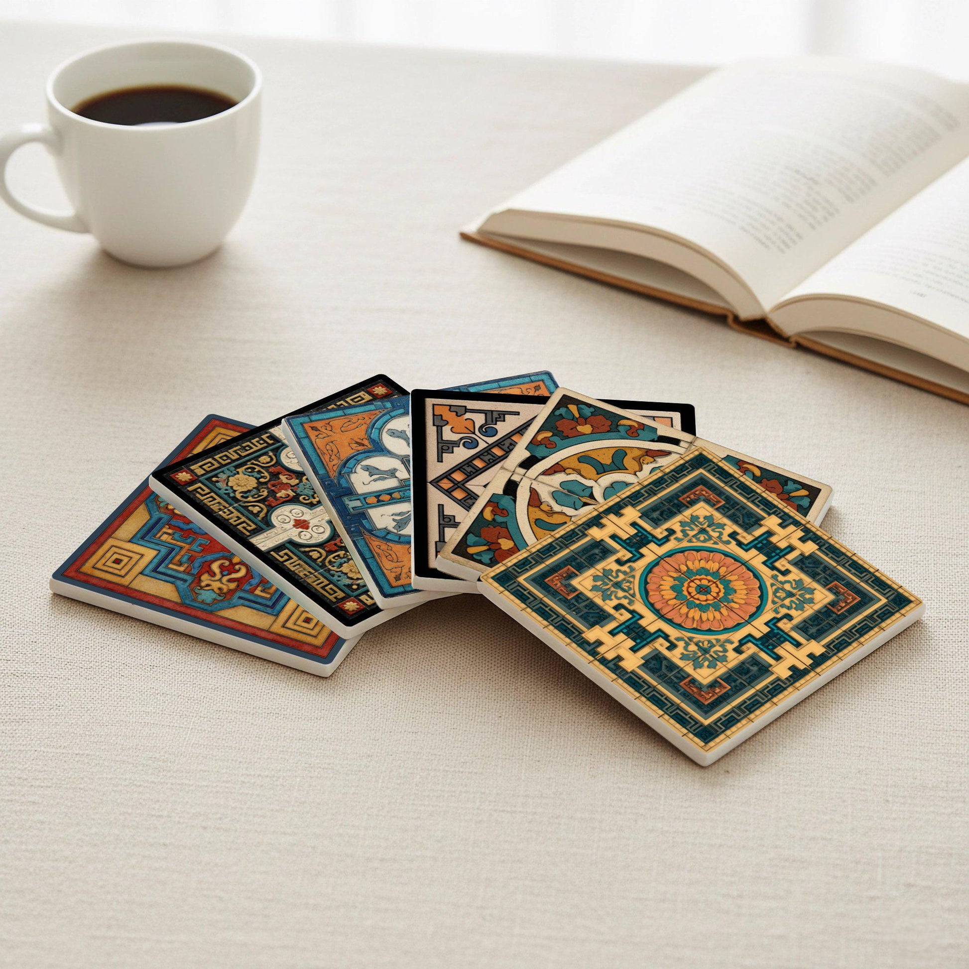 Art Déco · Coaster Set with Cork — Design-Lover's Table Set