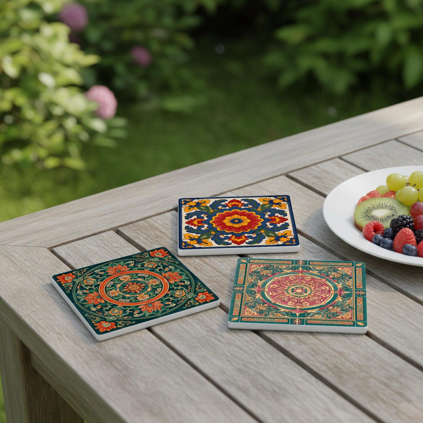 Dessous de Verre Motivos florales indoportugueses — Décor de Table Bord de Mer