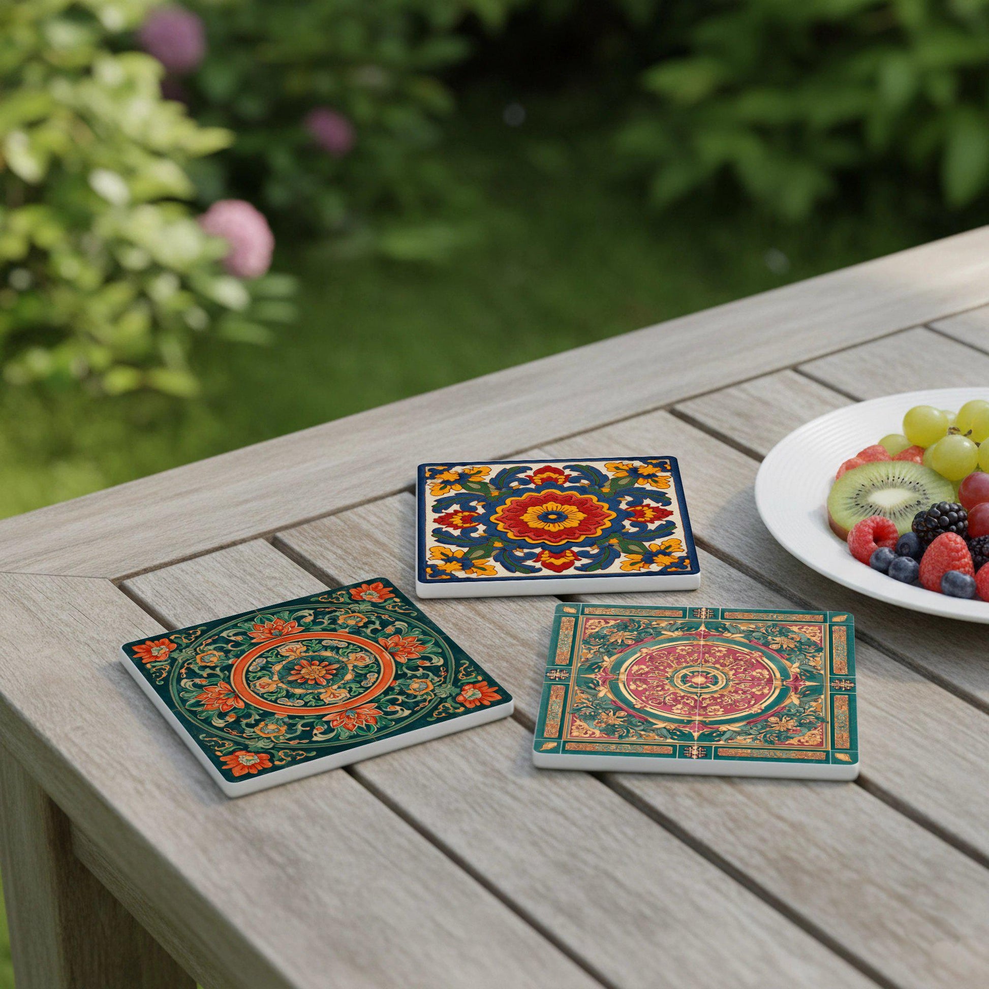 Dessous de Verre Motivos florales indoportugueses — Décor de Table Bord de Mer