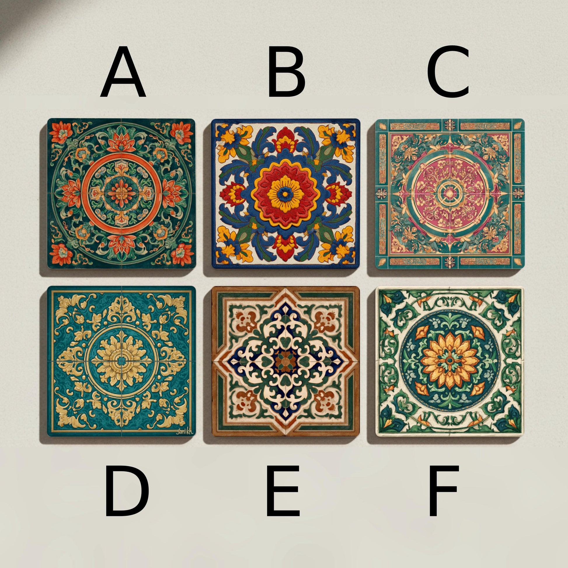 Dessous de Verre Motivos florales indoportugueses — Décor de Table Bord de Mer