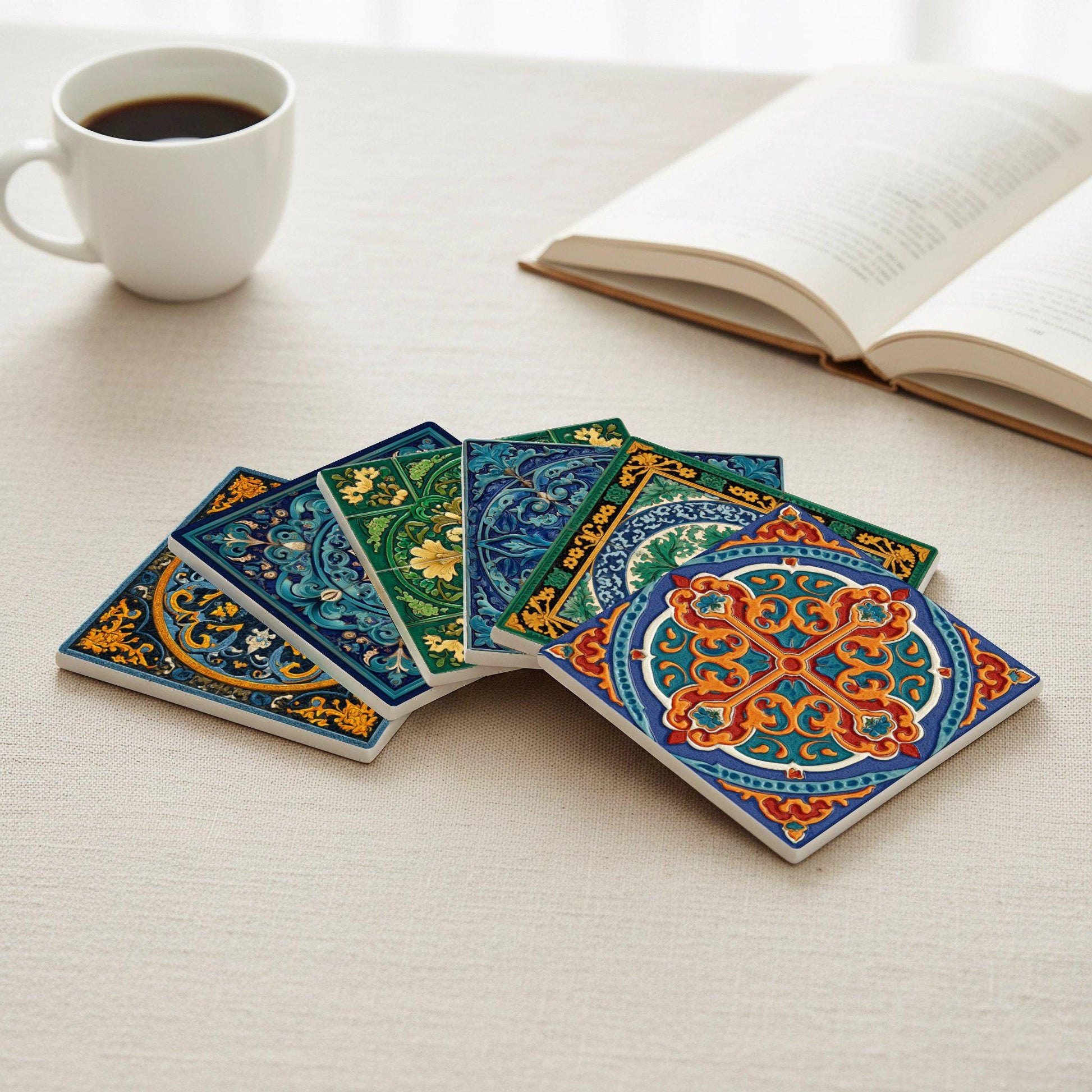 Andaluza Zellige — Ceramic Coaster Set · Design-Lover's Table Set