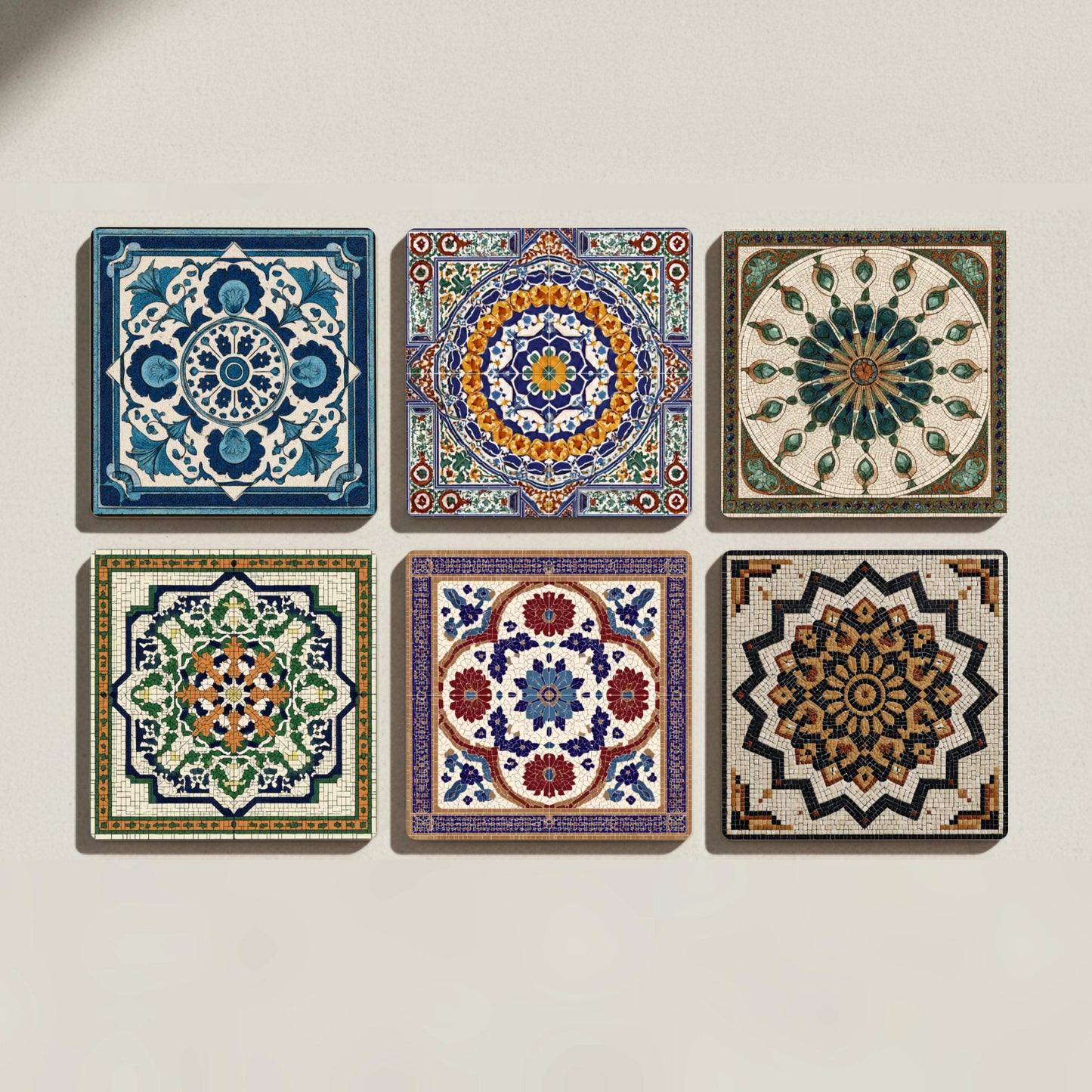 Mosaico cerámico bizantino · Sottobicchieri con Sughero — Set da Tavola per Amanti del Design