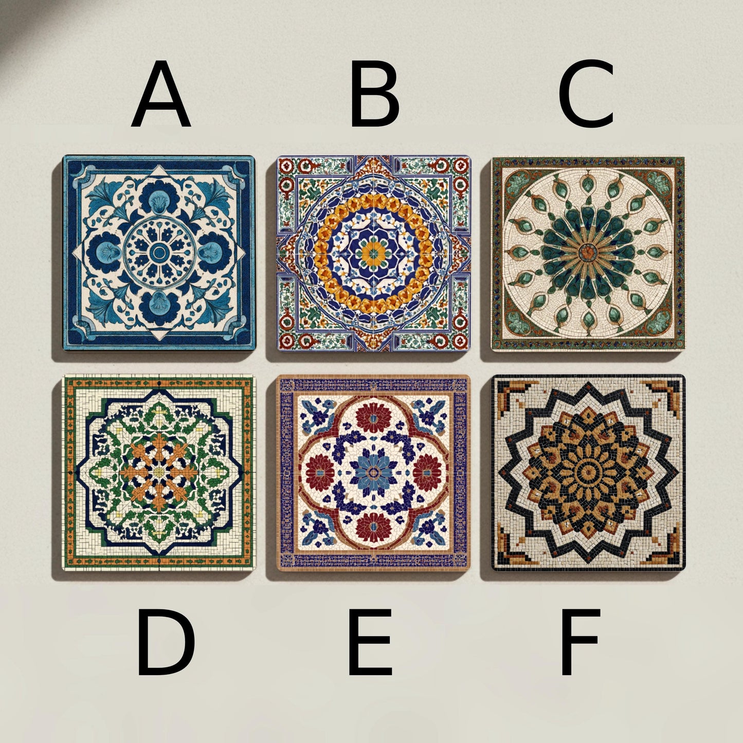 Mosaico cerámico bizantino · Sottobicchieri con Sughero — Set da Tavola per Amanti del Design