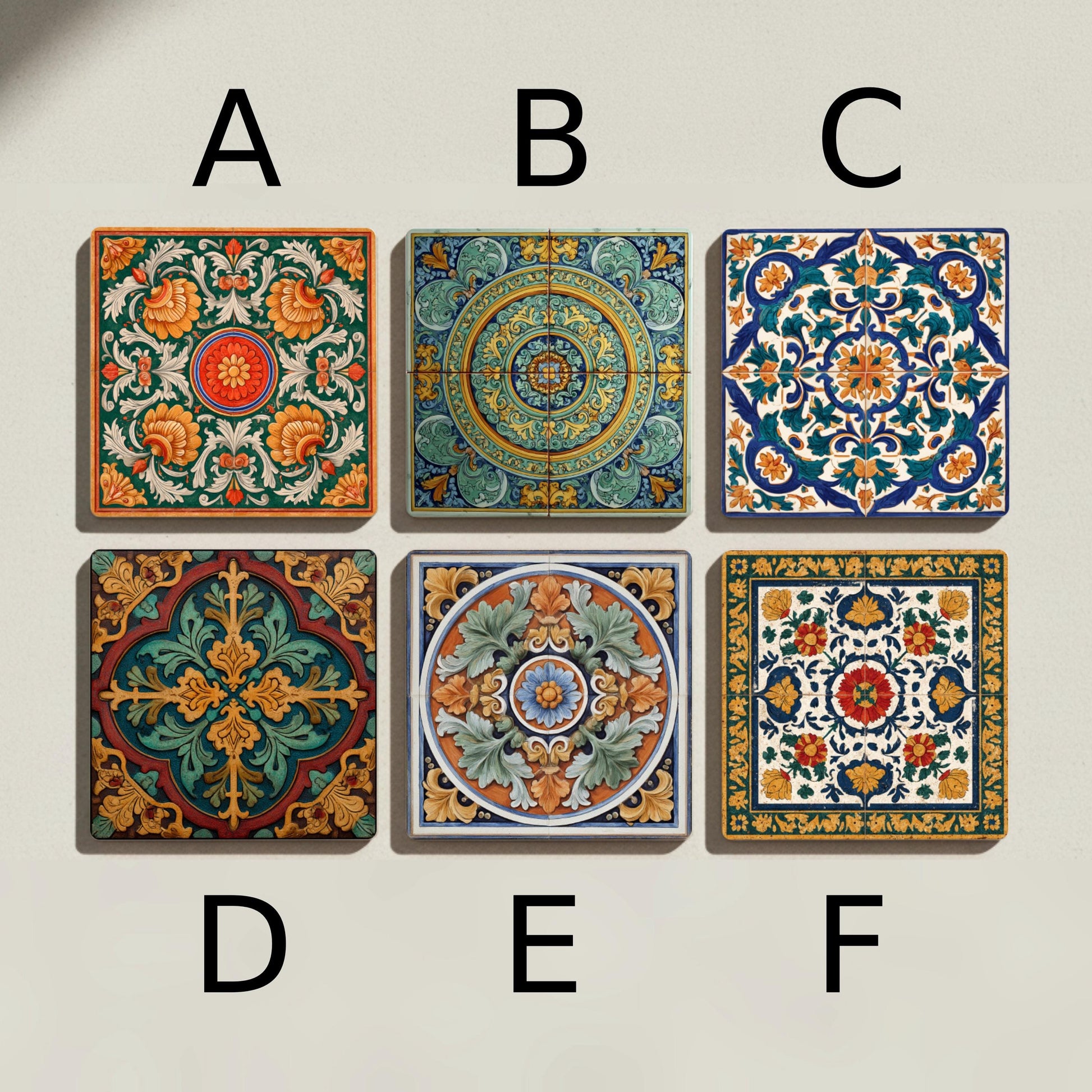 Italian · Coaster Set with Cork — Modern Pattern Coasters