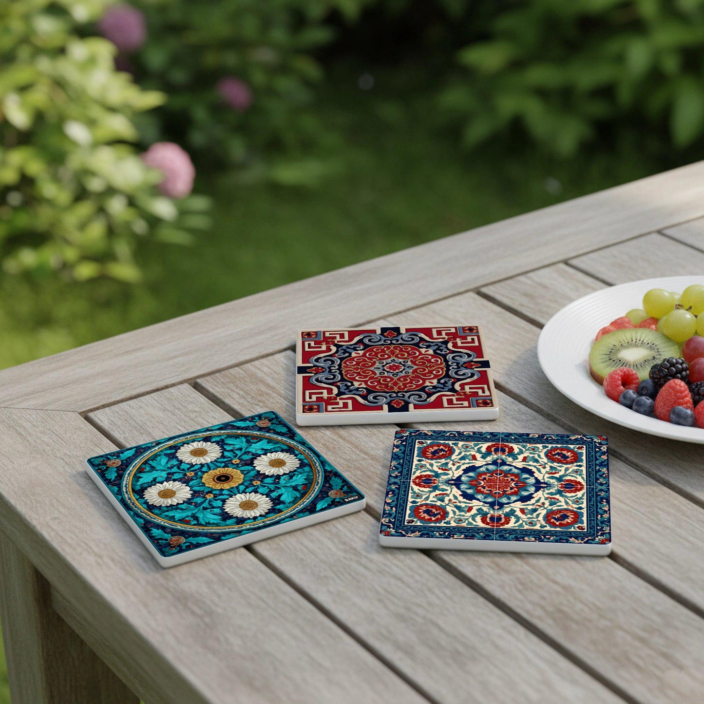 Posavasos Azulejos persas con diseño de medallón floral safávida