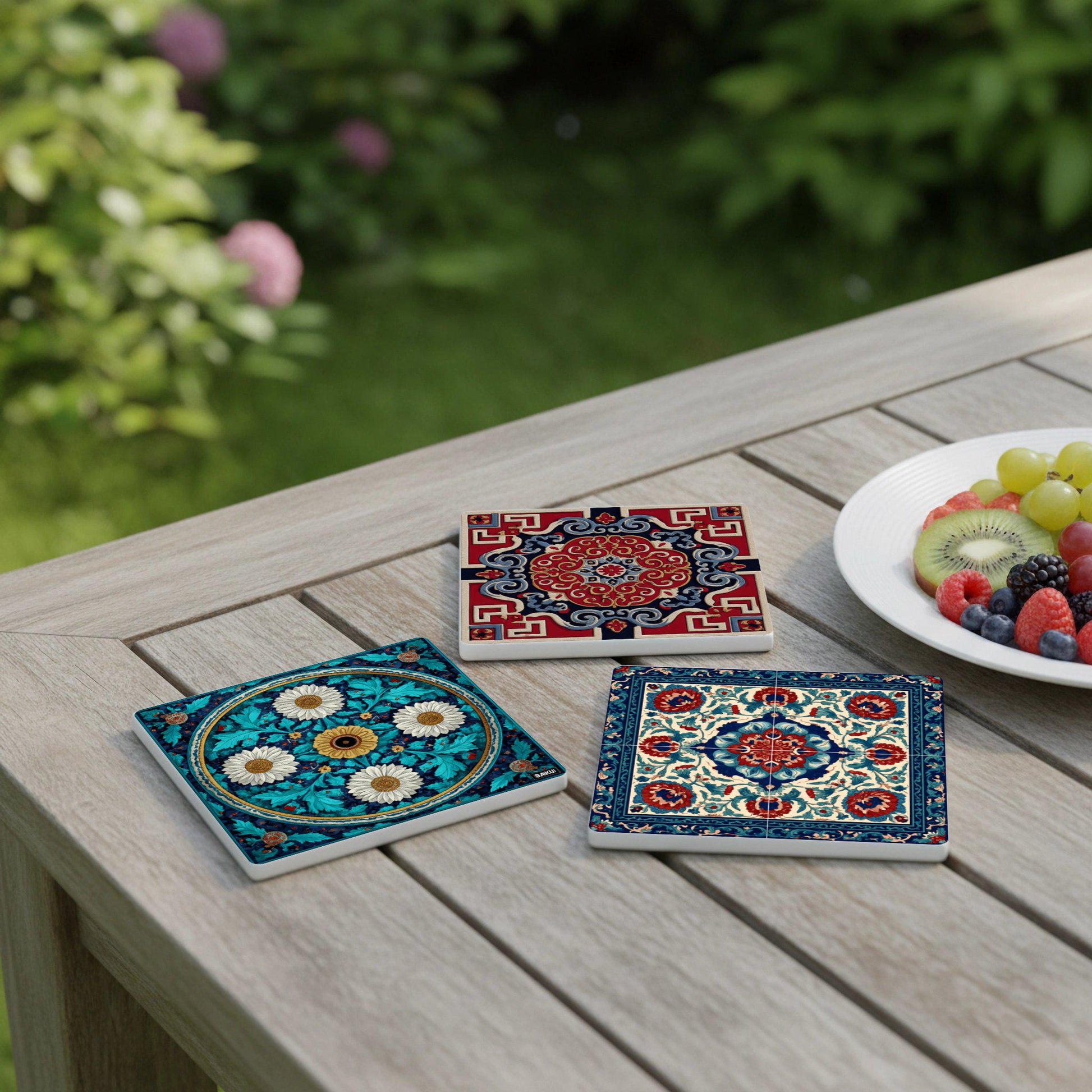 Posavasos Azulejos persas con diseño de medallón floral safávida