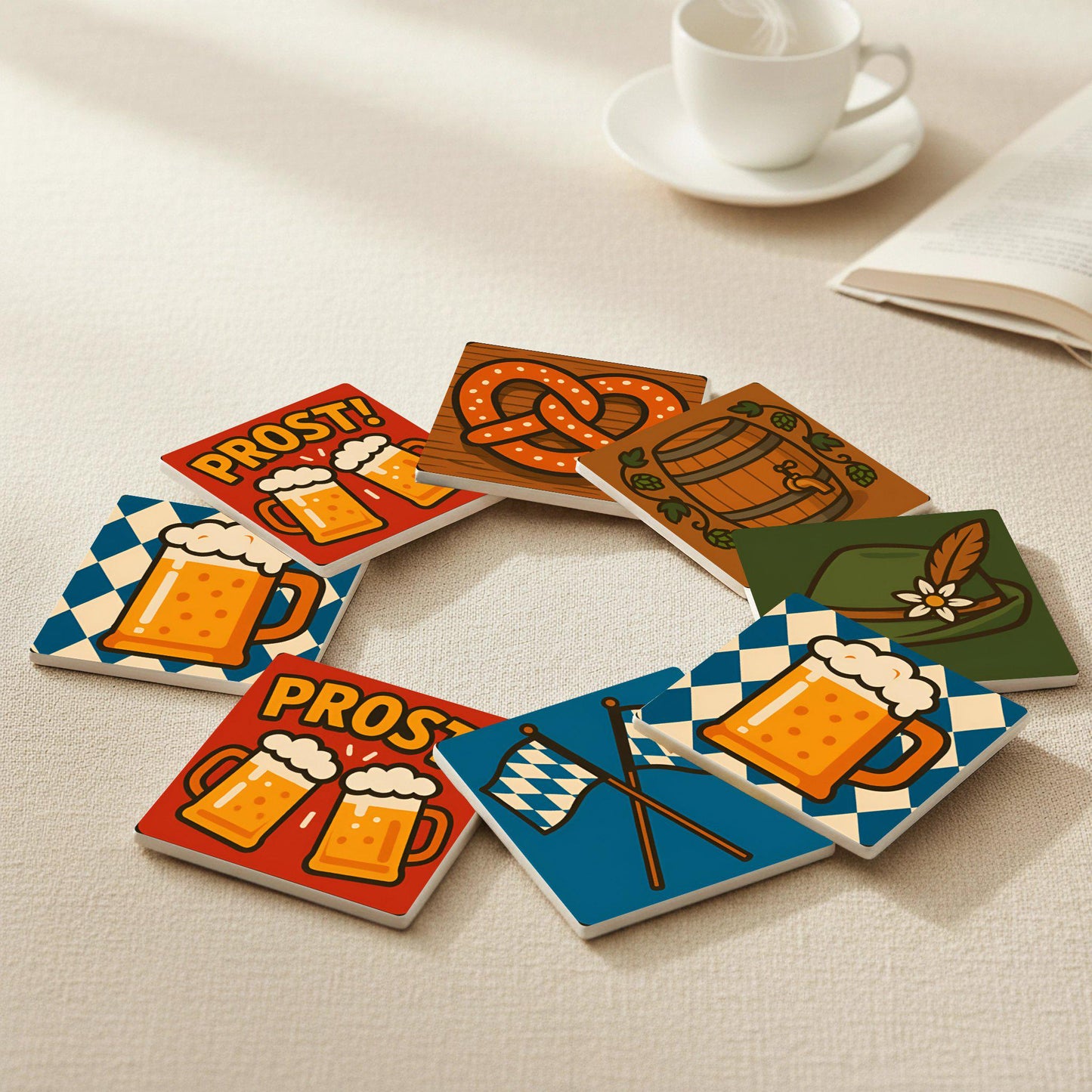 Oktoberfest · Coaster Set with Cork — Modern Pattern Coasters