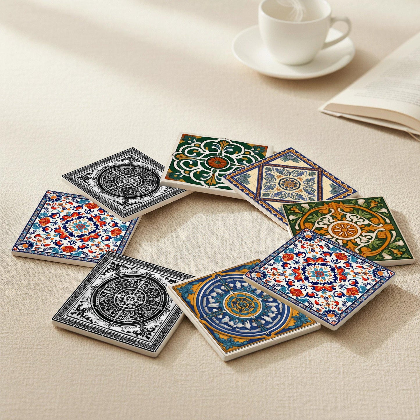 Posavasos Talavera & Maiolica Ceramic Coaster Set