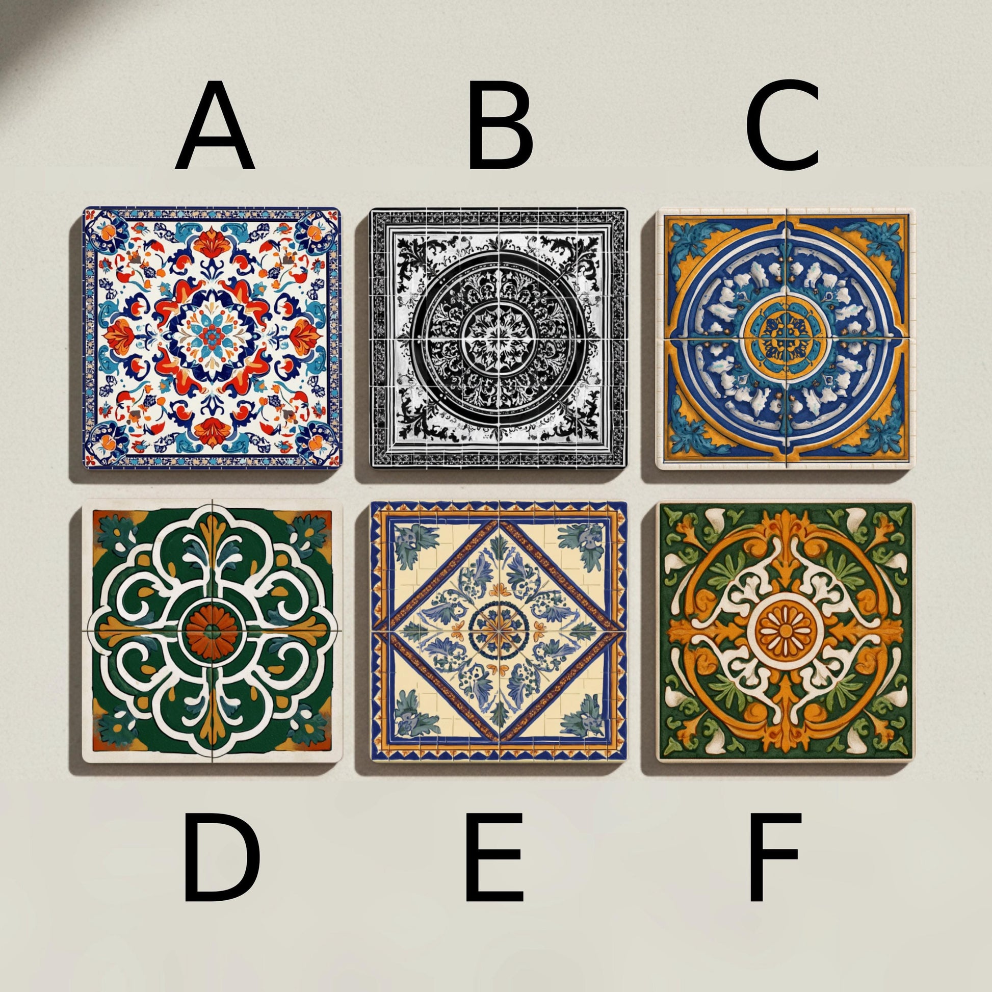 Posavasos Talavera & Maiolica Ceramic Coaster Set