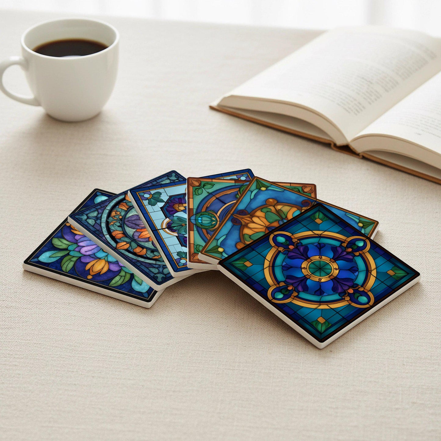 Posavasos French Cathedral Ceramic Coaster Set