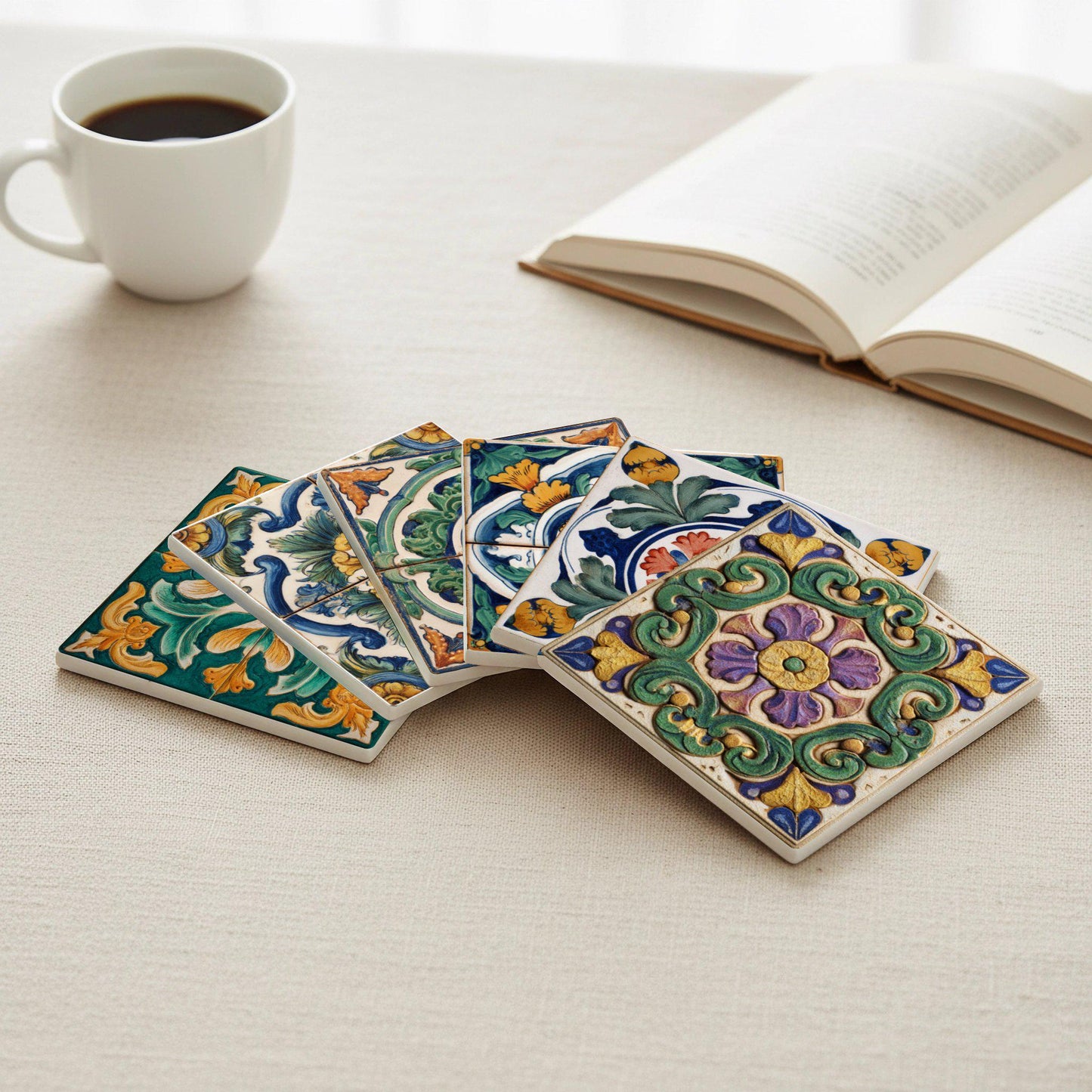 Posavasos Italian Majolica Ceramic Coaster Set