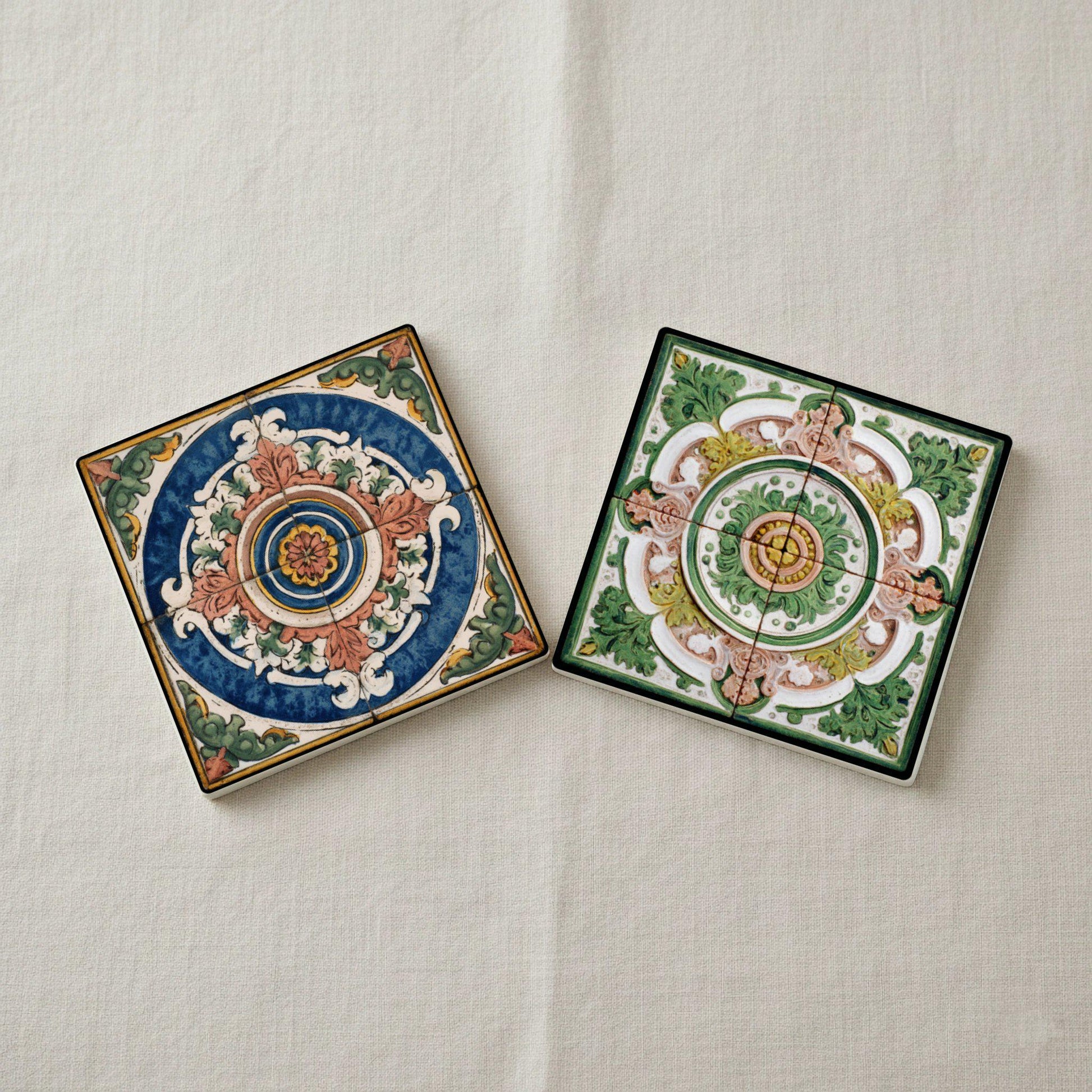 Ceramic Coasters Renaissance Majolica Bird Ceramic Coaster Set — Geometric & Deco