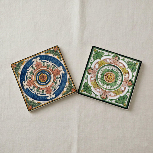 Posavasos Renaissance Majolica Bird Ceramic Coaster Set