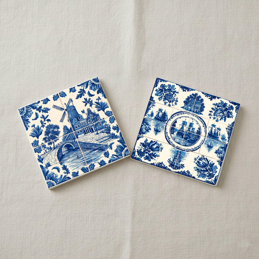 Posavasos Delft Blue Ceramic Coaster Set