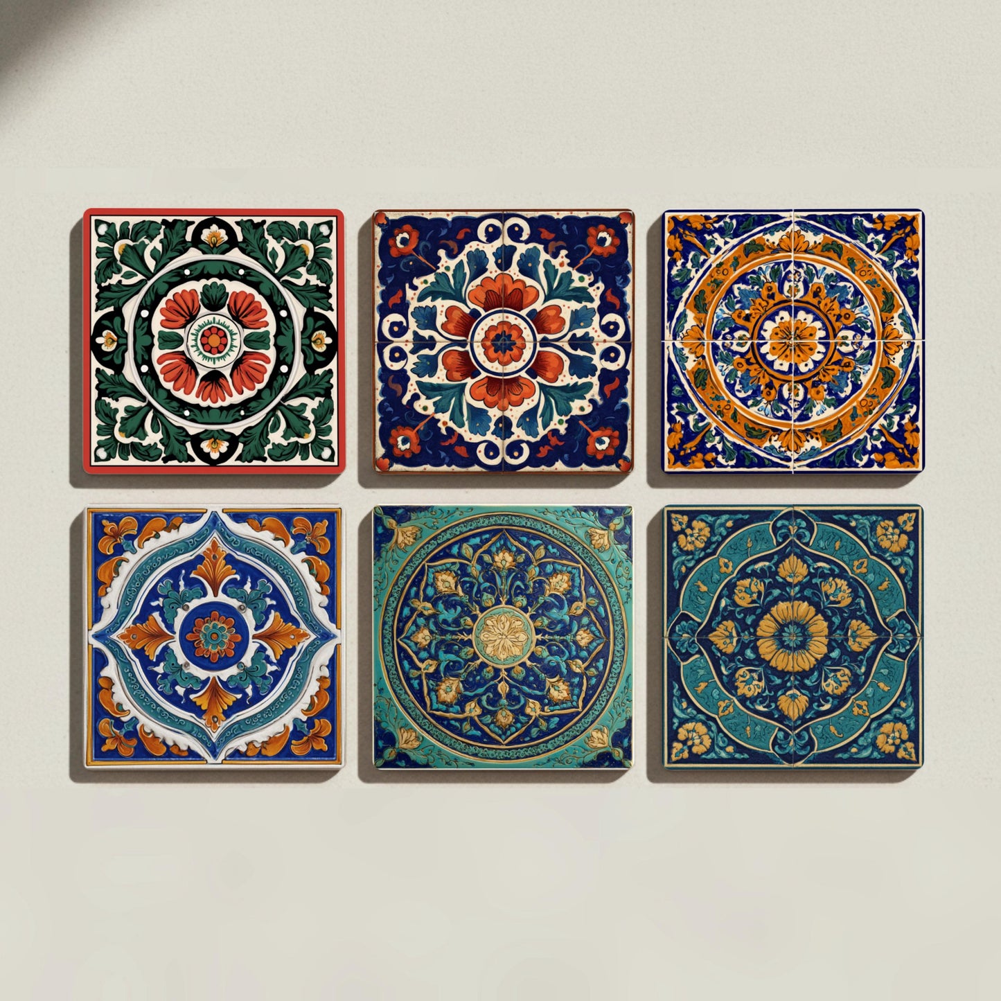 Sottobicchieri Mexican Talavera Ceramica Coaster Set — Decoro Botanico da Tavola