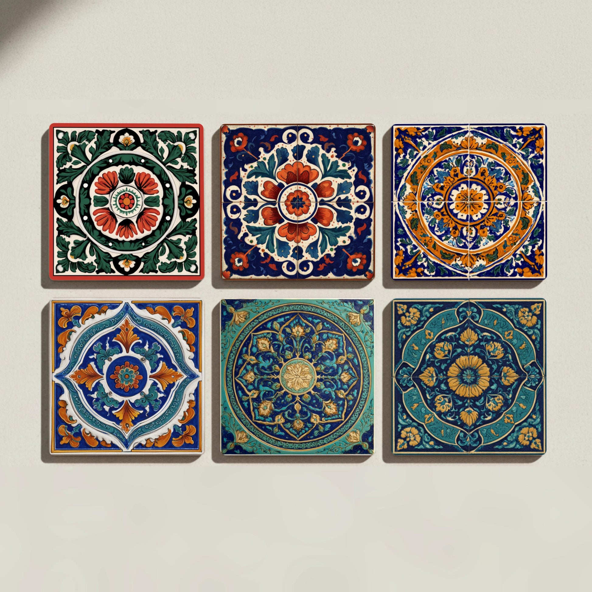 Sottobicchieri Mexican Talavera Ceramica Coaster Set — Decoro Botanico da Tavola