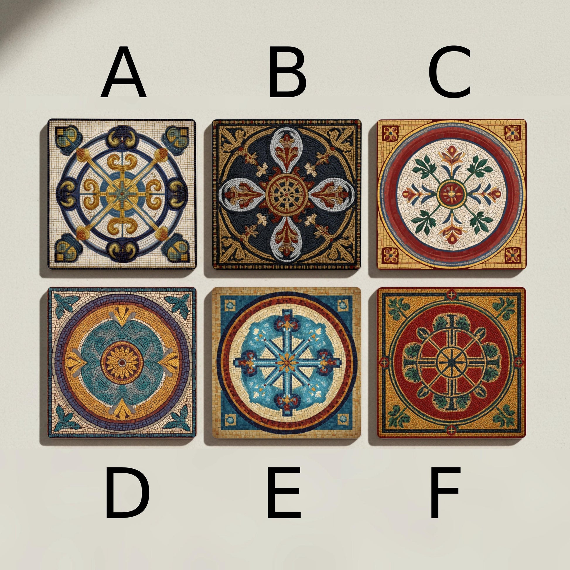 Mosaico Romano — Set di Sottobicchieri in Ceramica · Sottobicchieri Ricordo di Viaggio