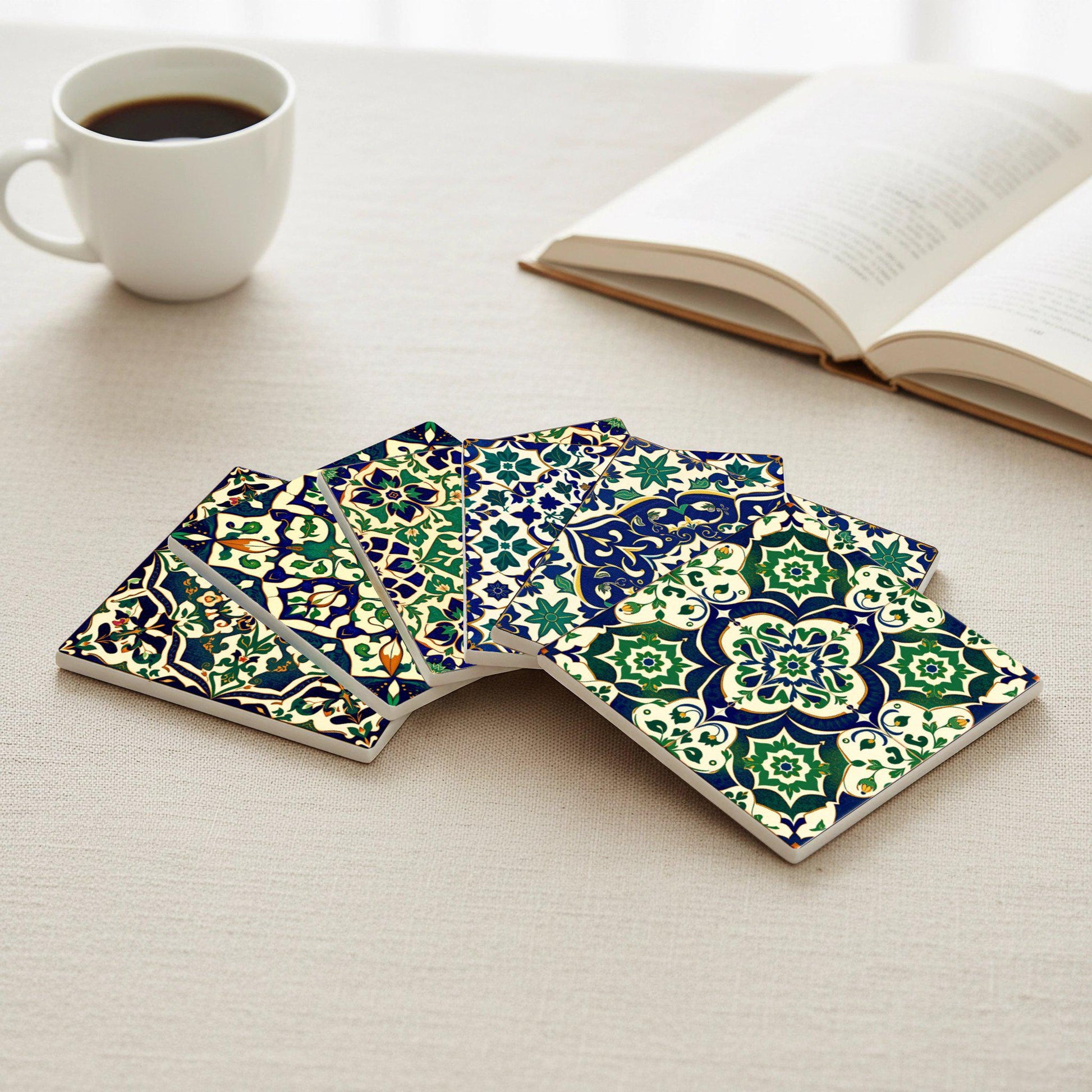 Talavera — Set di Sottobicchieri in Ceramica · Regalo Ispirato al Giardino