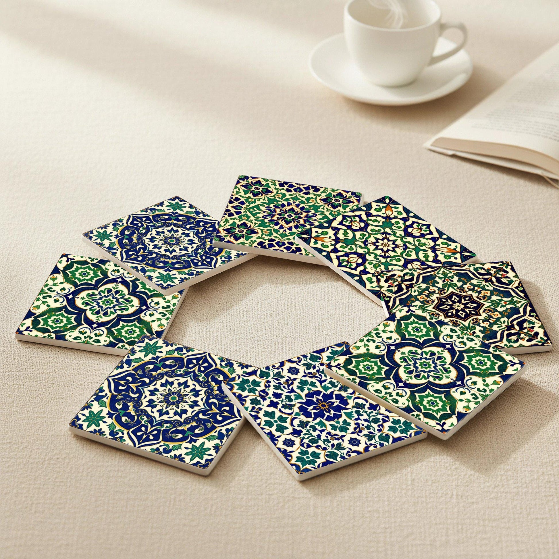 Talavera — Set di Sottobicchieri in Ceramica · Regalo Ispirato al Giardino